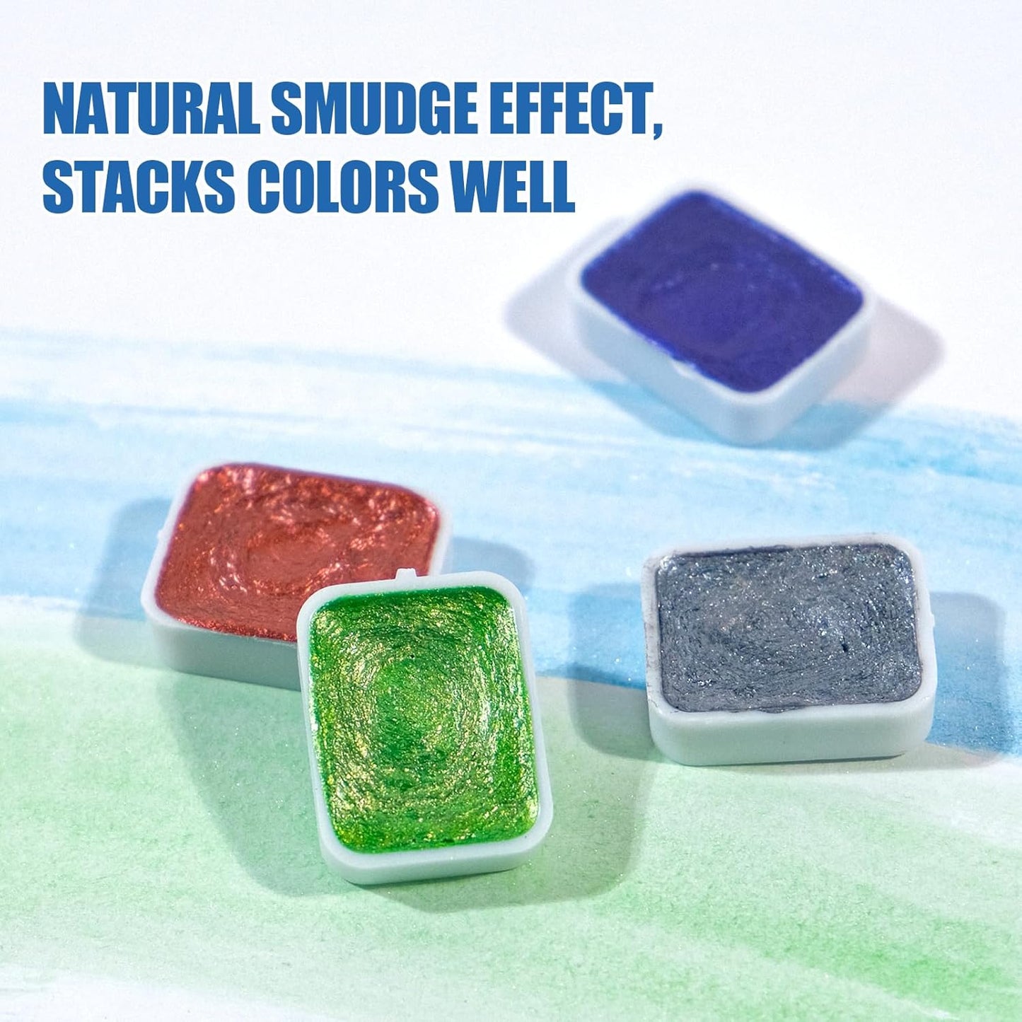 Mini Forestry Shifting Watercolor Painting Set, 18 Color Shifting Watercolor Paint Set, Shimmer Metallic Watercolor Paints Set, Glitter Watercolor Paint, Solid, Macaron Style