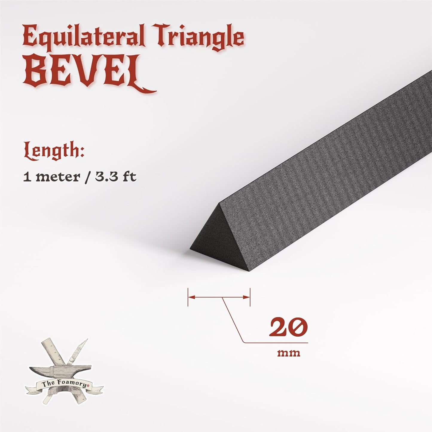 The Foamory's Instant Edge EVA Foam Bevel. Pre Cut Equilateral Triangle 3 Pack 5-30mm x 1M Save Time on Cosplay, Costume Edges and Armor Detail. Black High Density 85kg/m³ EVA Craft Foam Beveled Dowel