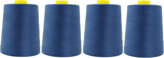 Mandala Crafts 4 Pack of Serger Threads Cones Spools - 20S/2 24000 Yards Polyester Denim Threads for Sergers Machine and Overlock Quilting Sewing Machine