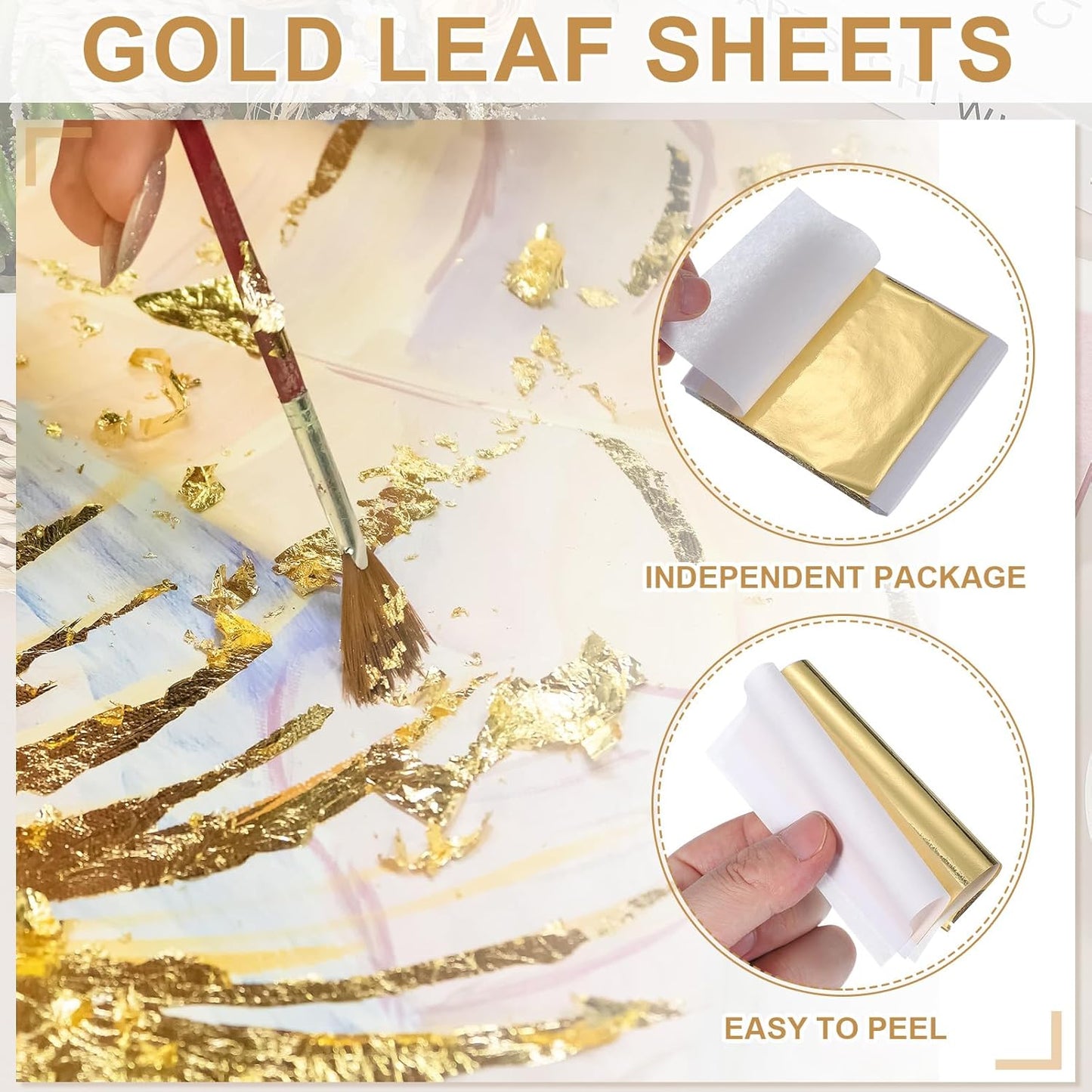 PATIKIL Gold Leaf Sheets for Art 3.7" x 3.4", 100 Pcs Gold Foil Sheet Metallic Leaf Papers for DIY Crafts Resin Furniture Nails Paintings Home Decoration, Champagne Silver