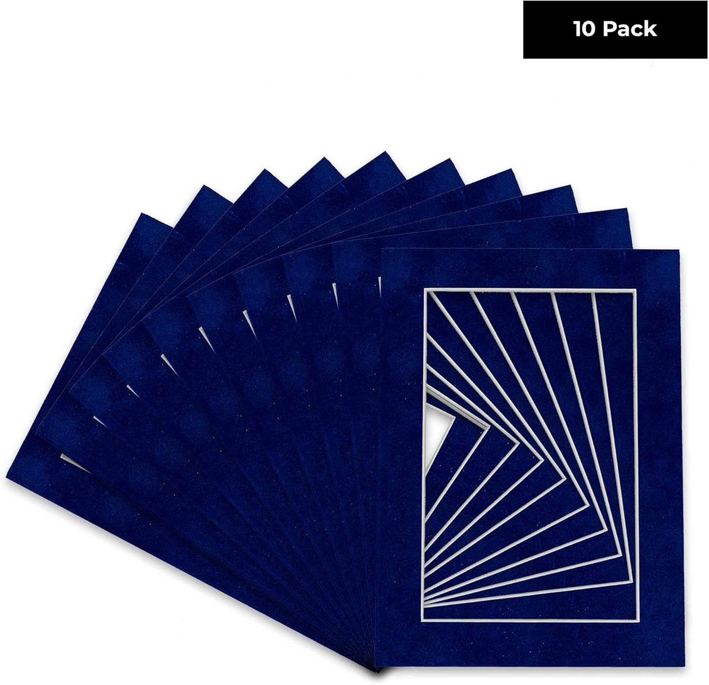 Pack of Ten Acid Free 11x14 Mats Bevel Cut for 8.5x11 Photos - Brooke Blue Suede Precut Matboards With Backing Boards and Self Seal Photo Mat Bags For Pictures, Photos, Framing - 4-ply Thickness