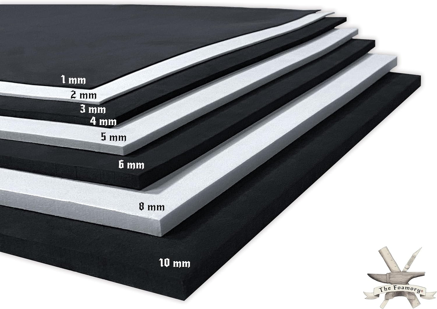 Shape Retention EVA Cosplay Foam 3mm (1mm-10mm) 14x39 inch Black or White High Density EVA Foam Sheets. Premium 85 kg/m3 Heat Shape Material for DIY Convention or Halloween Costumes by The Foamory
