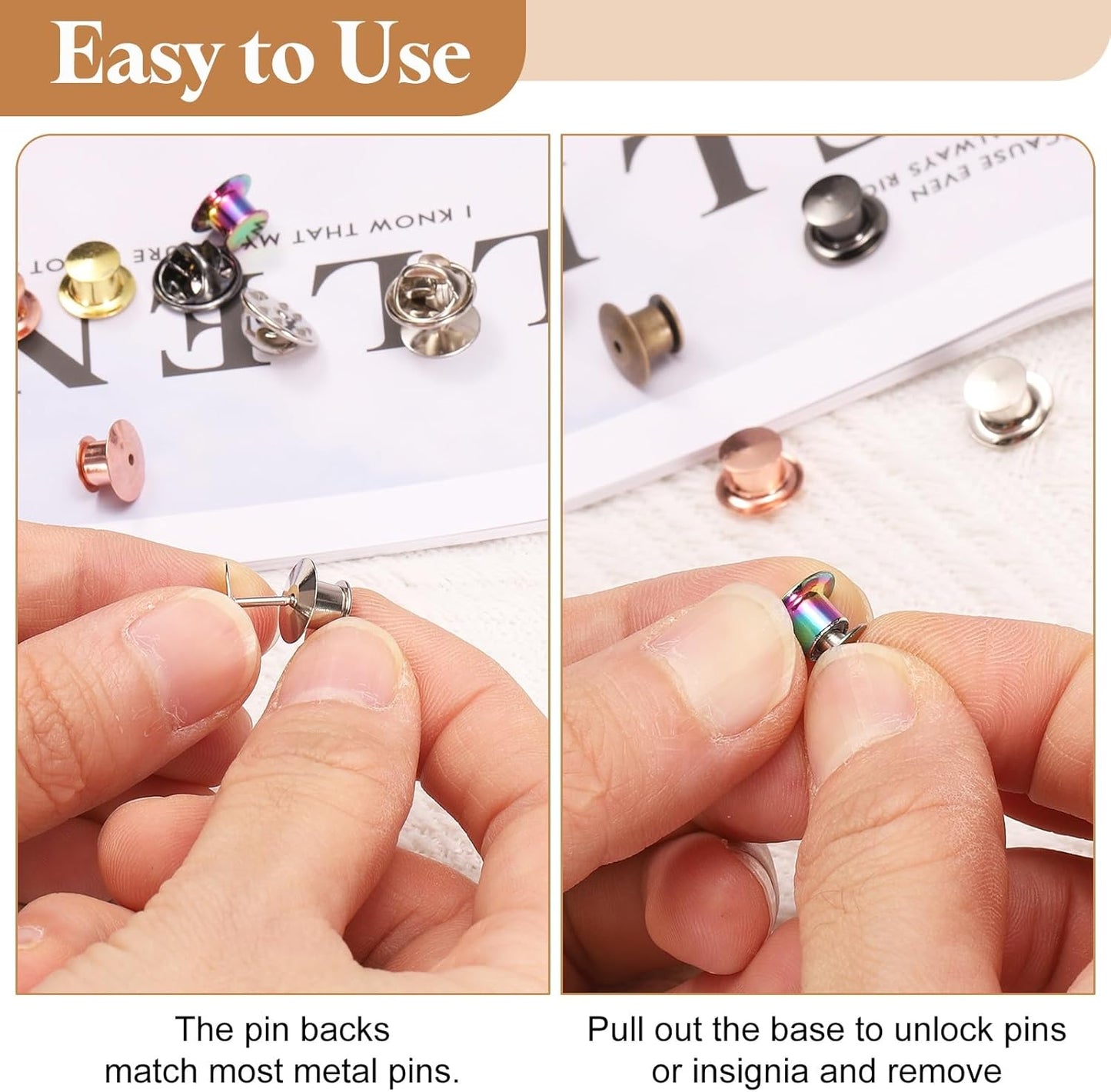 uxcell 30Pcs Metal Locking Pin Backs, Pin Keepers Locking Clasp Flat Head Clamp Needle Back Lock for DIY Brooch Crafts Badges Enamel Lapel, Bronze