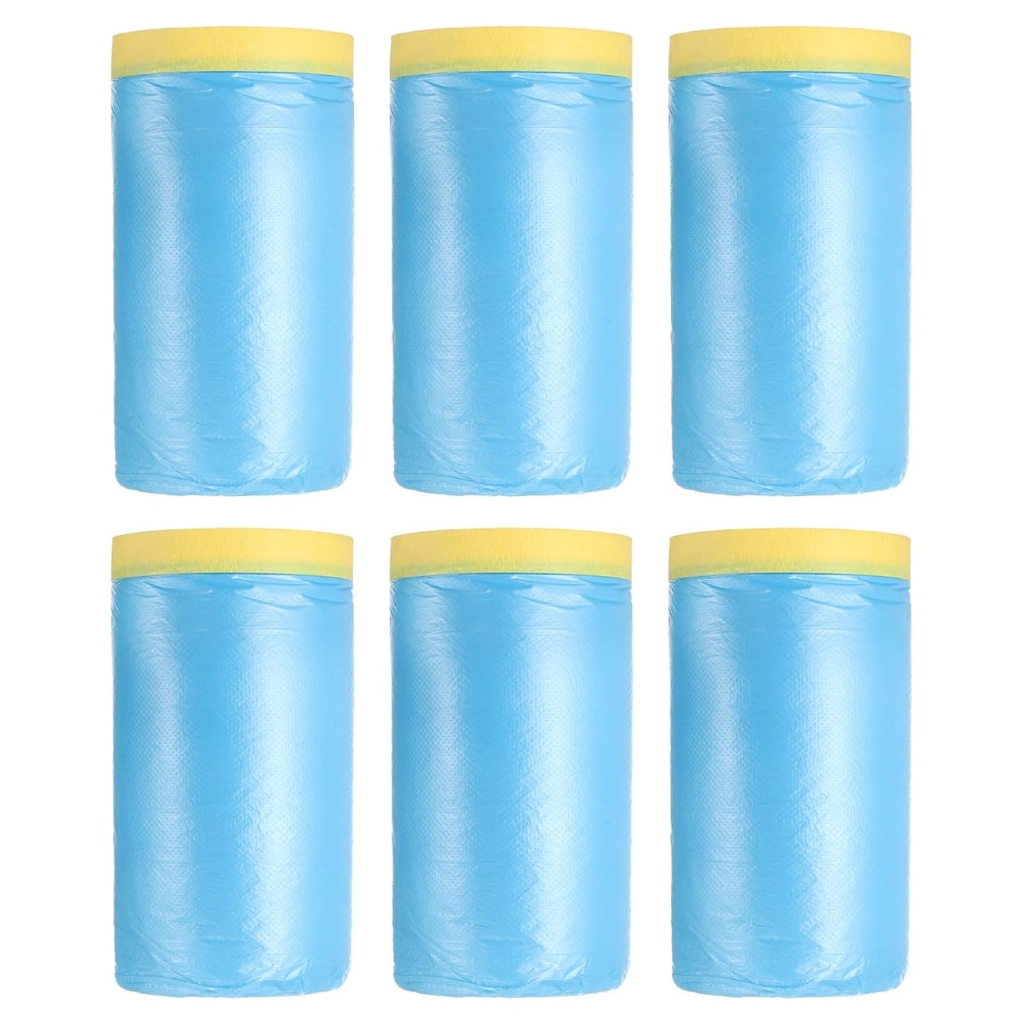 uxcell Pre-Taped Masking Film, 3.6ft x 82ft Plastic Paint Drop Cloth with Medium-Tack Painters Tape for Painting Spraying Protection Blue Film 6Pcs