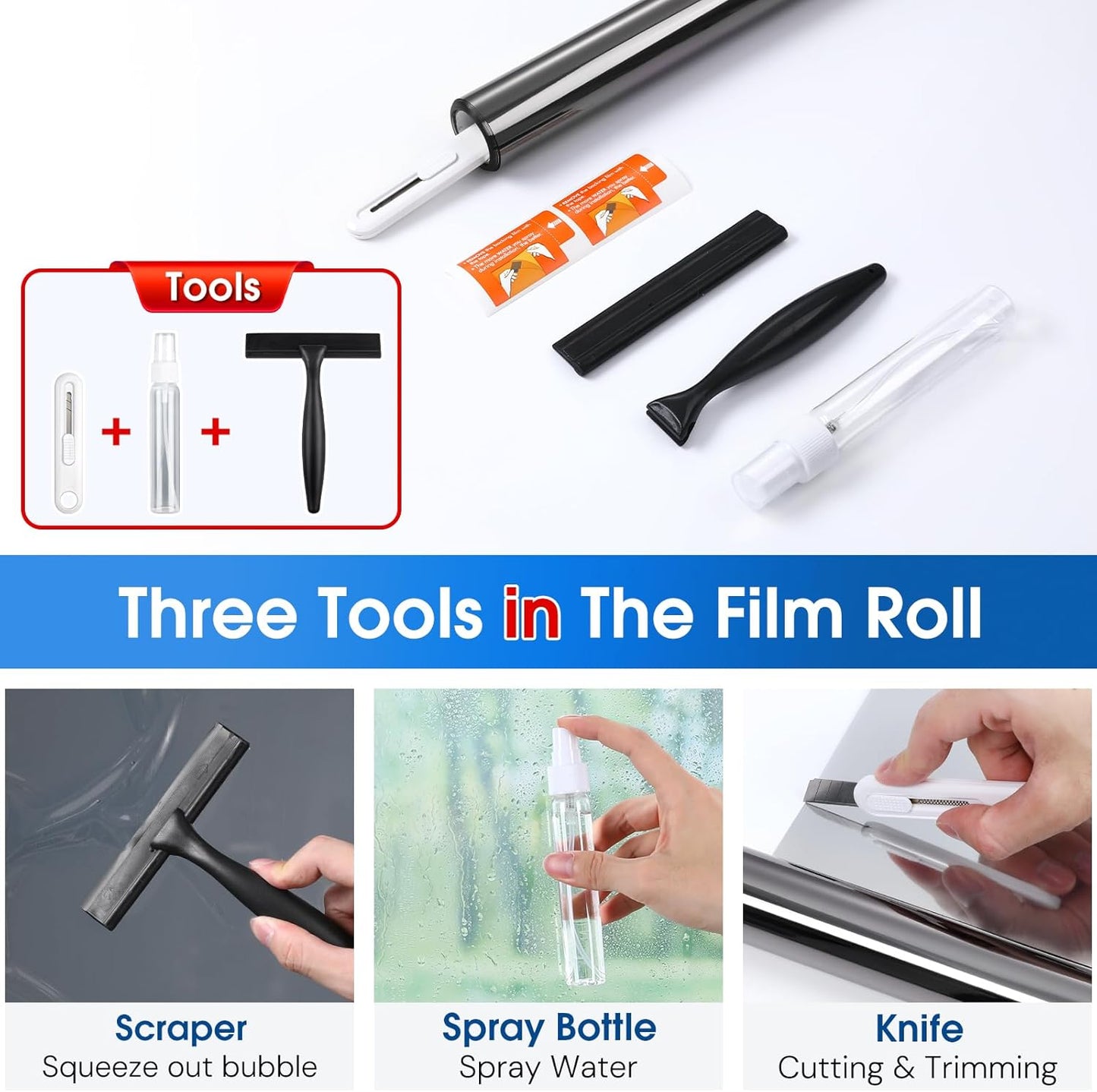 Homein One Way Privacy Window Film with Tool Window Tint for Home See Out Not in Heat Control Sun Blocking Mirror Reflective Anti UV Covering Static Cling No Glue Black-Sliver 35.4 x 78.7 inch