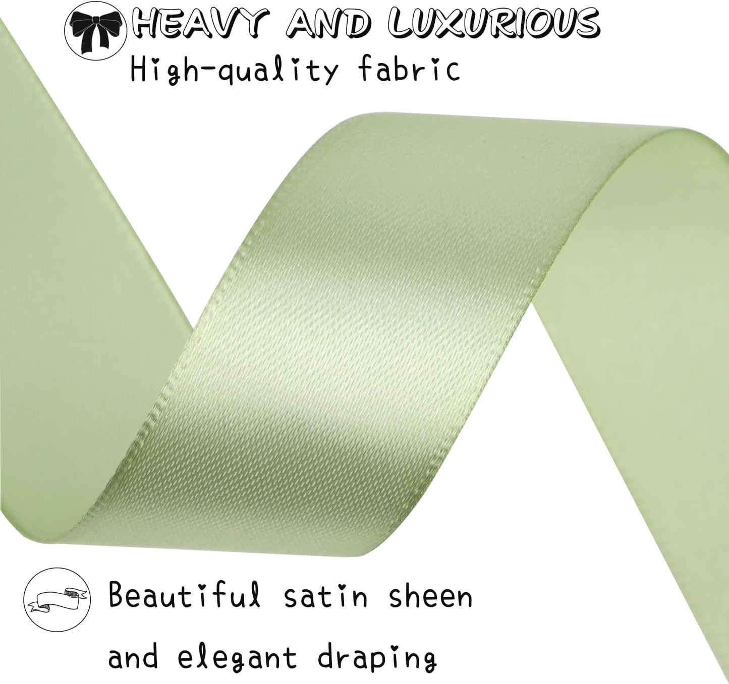Pale green Solid Satin Ribbon 1 Inch 25 Yards Solid Polyester Fabric Ribbon for Gift Wrapping Wedding Christmas Baby Shower Birthday Party Decoration Handmade Immortal Flower Craft