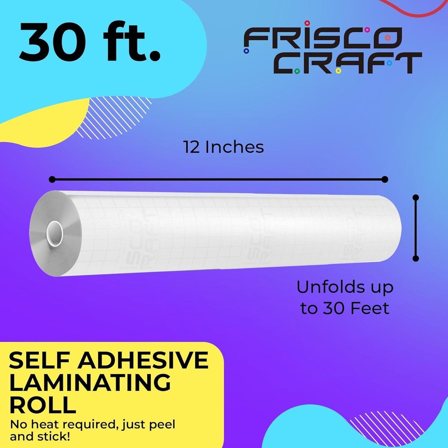 Frisco Craft Matte Clear Self Adhesive Laminating Roll - Self Laminating Sheets for Decals, Sticker, Photos & More - No Heat Sealing, Matte, Clear Sheets (12" x 30 ft)