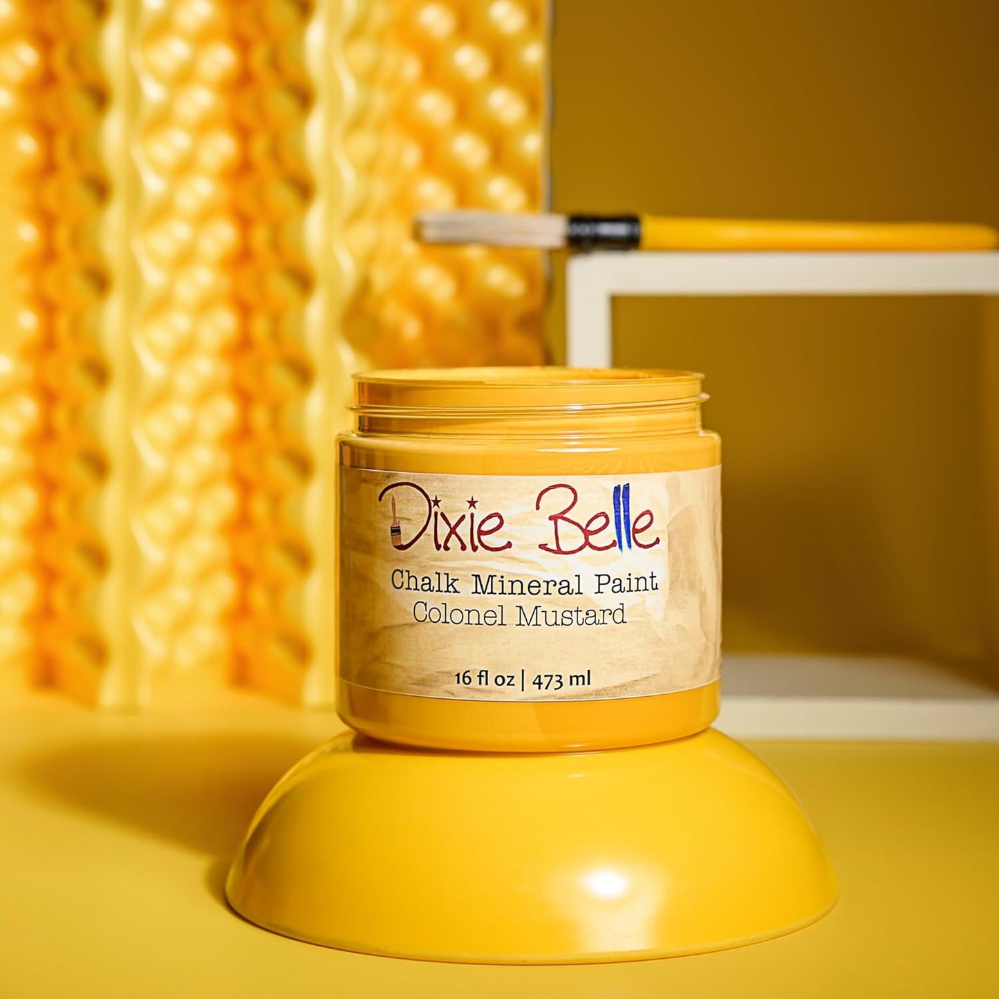Dixie Belle Paint Company Chalk Finish Furniture Paint - Colonel Mustard (32oz) - Matte Retro Yellow Chic Chalk Mineral DIY Furniture Paint