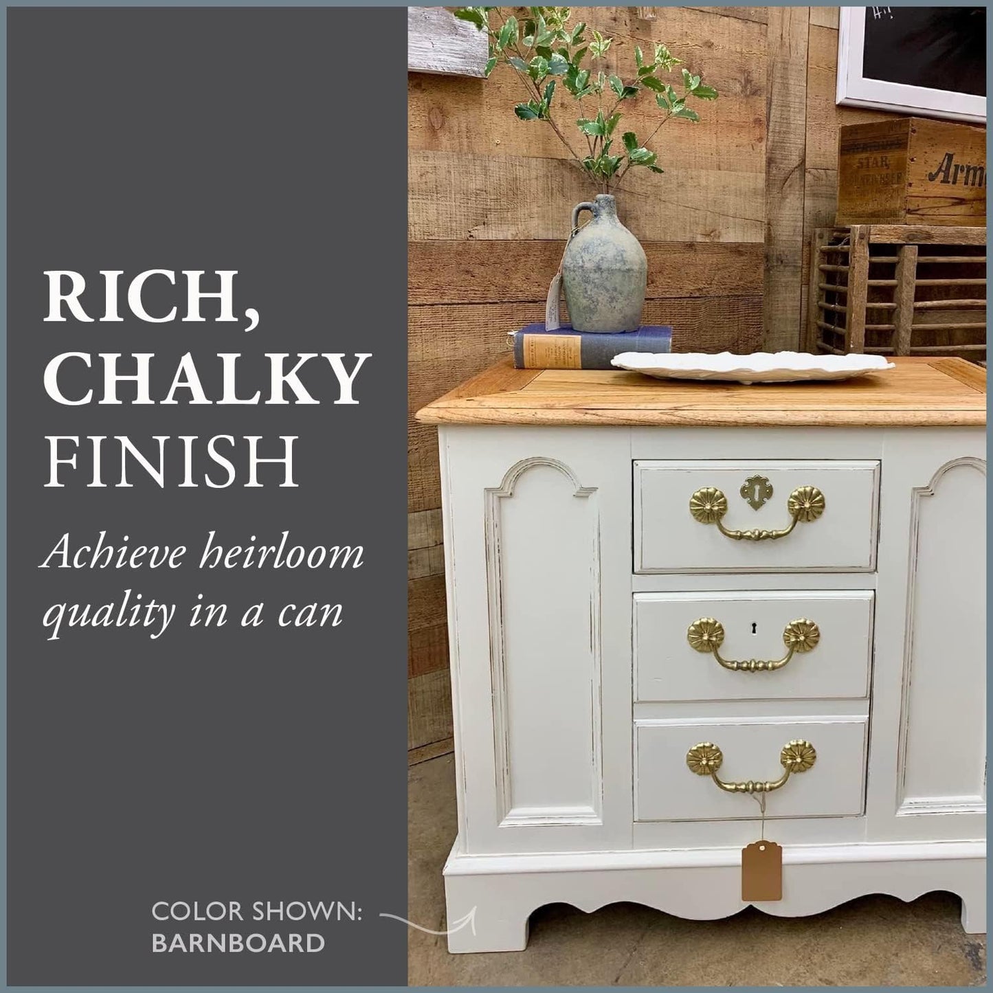 AMY HOWARD AT HOME Chalk-Based One Step Paint for Furniture, Cabinetry, Decor, Finish, and More | No Stripping, Sanding, or Priming | Ultra-Light Base | 32 Ounce | Barnboard