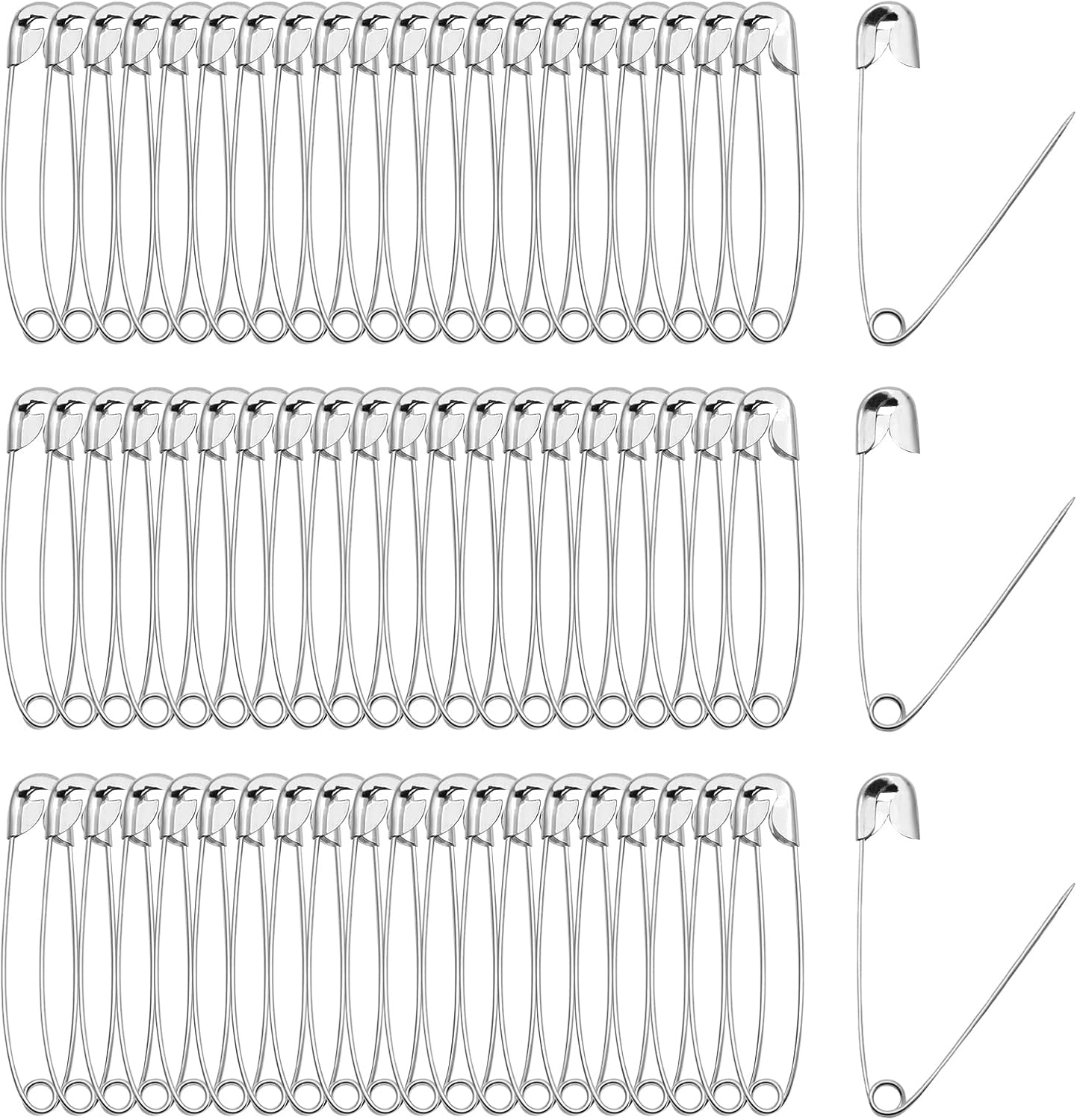 100 PCS 46mm / 1.8 Inch Heavy Duty Quilting Pins, Large Safety Pins Bulk, Silver Metal Sewing Pins, Big Safety Pins for DIY Crafts, Jewelry Making, Baby Clothing (Nickel Plated)