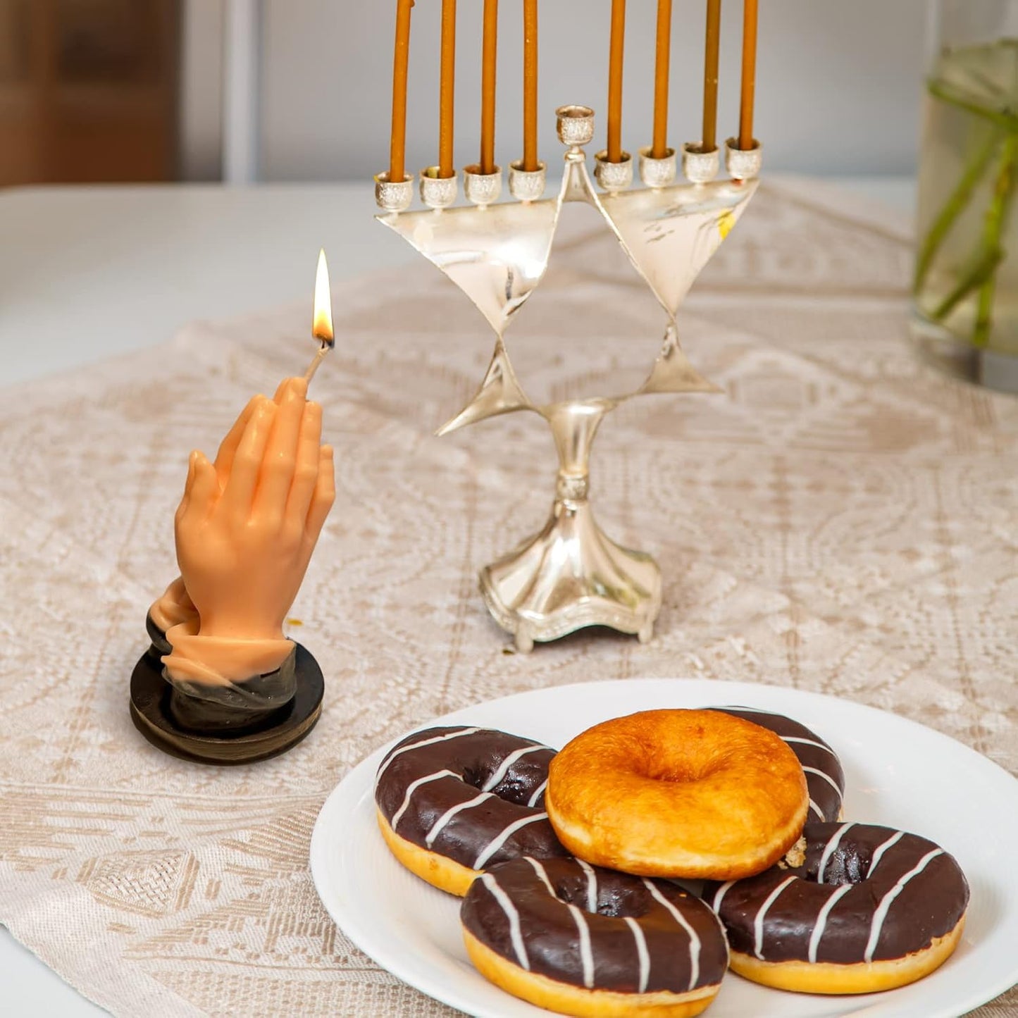 3D Hands Folded for Prayer Candle Silicone Mold Scented DIY Reisn Mold Gypsum Mould for Praying Blessing Candle Making Resin Soap Gifts Wax Aromatherapy Craft Supplies Home Halloween Decor