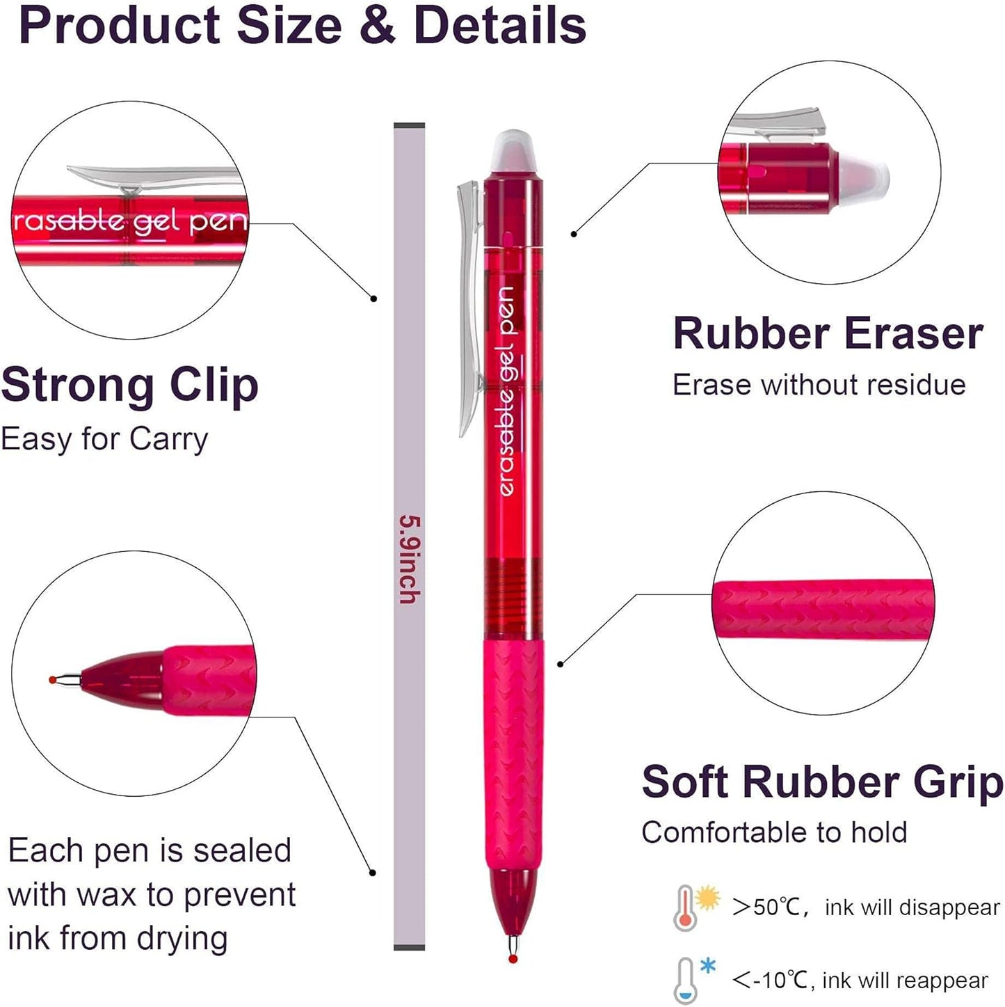 Erasable Gel Pens, 22 Colors Lineon Retractable Erasable Pens Clicker, Fine Point, Make Mistakes Disappear, Assorted Color Inks for Drawing Writing Planner and Crossword Puzzles