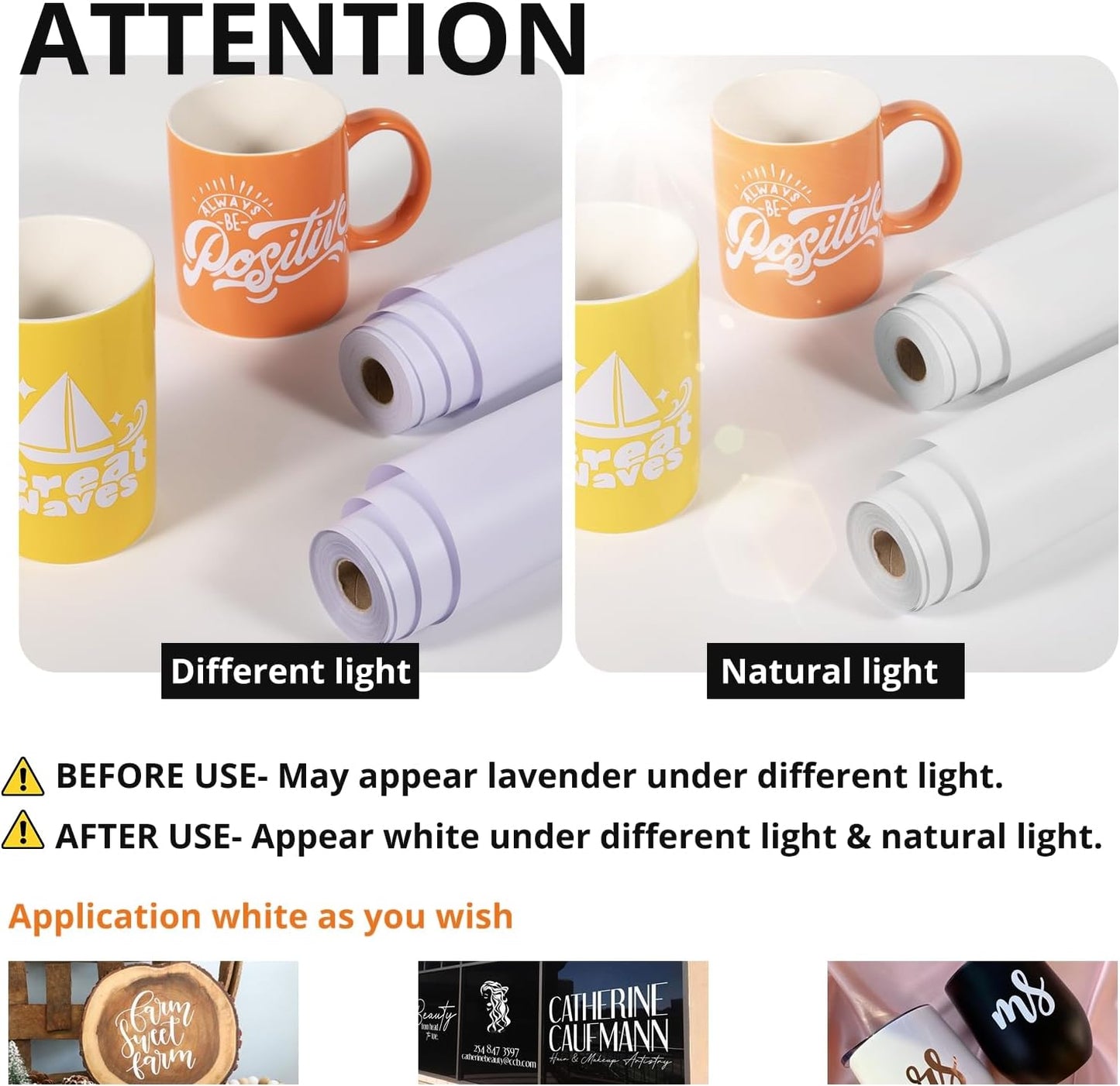 HTVRONT White Permanent Vinyl, Adhesive Vinyl Roll 12" x 40 FT for All Cutting Machine, Silhouette, Cameo Cutters, Signs, Scrapbooking, Craft, Die Cutters (Matte White)