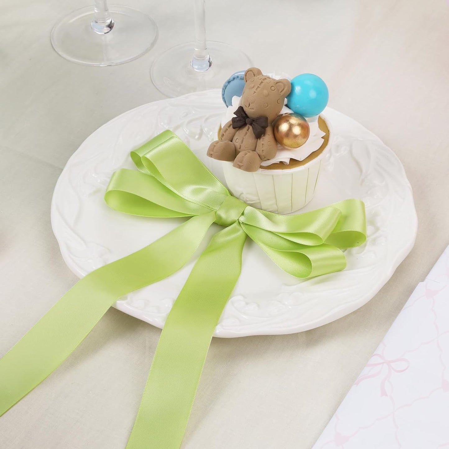 LaRibbons 1 Inch 50 Yard Double Faced Satin Ribbon,Sage Green Satin Craft Fabric Ribbon for Gift Wrapping Floral Bouquets Wedding Party Decoration