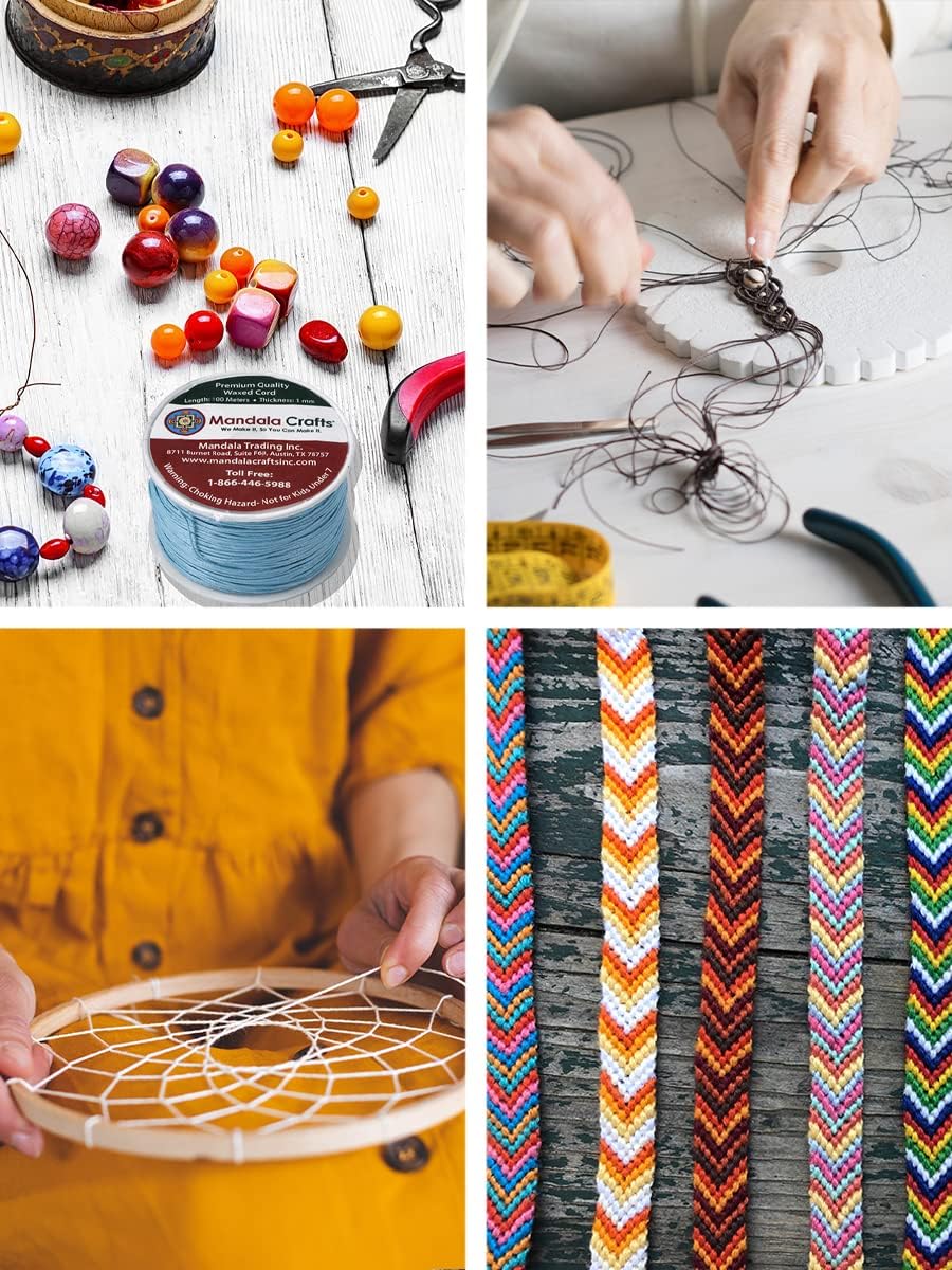 Mandala Crafts 1mm 109 Yards Hot Pink Cotton Waxed Cord for Jewelry Making Bracelet Cord Waxed String - Beading String Thread Jewelry Cords for Necklaces String