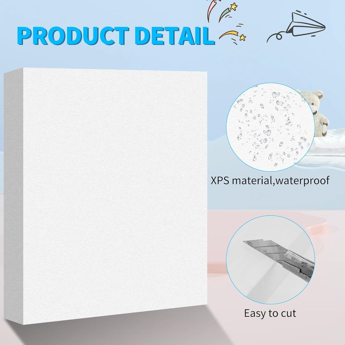 LuckyFoam White 4 Pack 15x12x2 inch Foam Sheets 2 Inch Thick Polystyrene Rectangles XPS Foam Board Craft for Insulating DIY Modeling Art Supplies