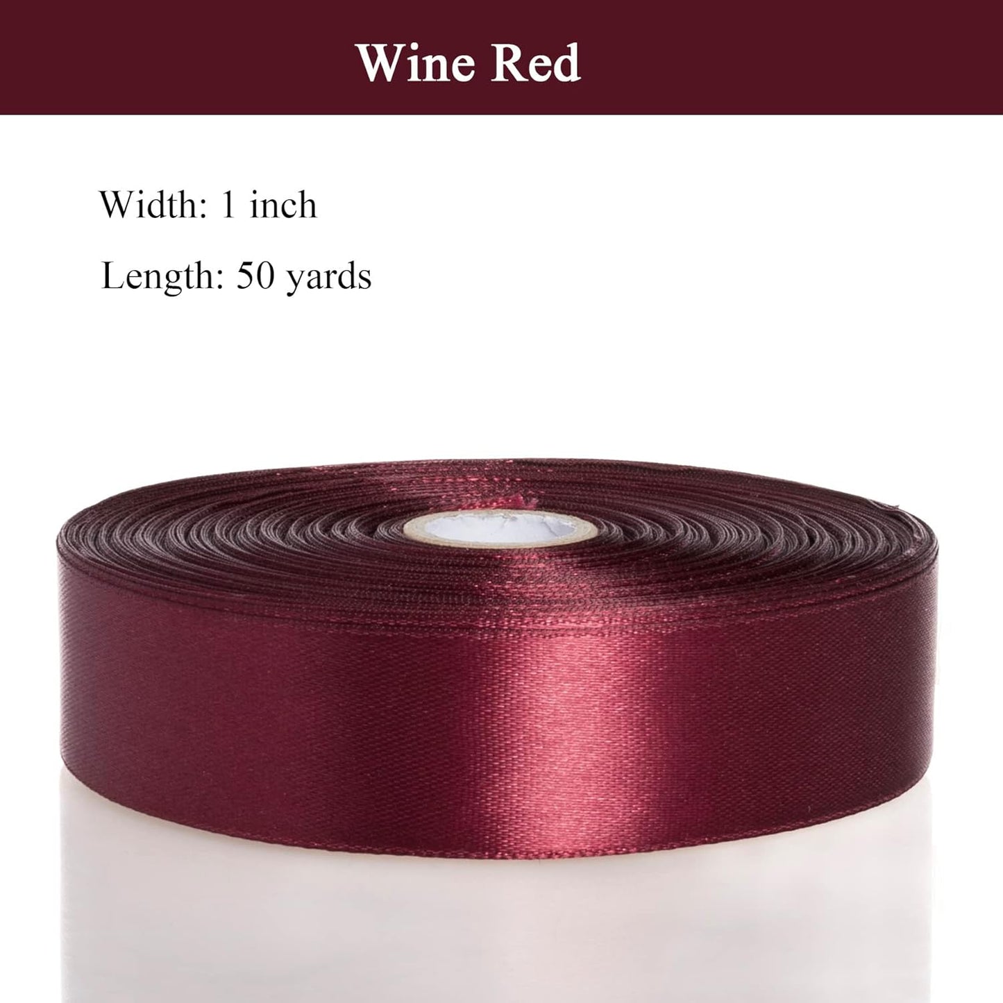 1 Inch Wine Red Solid Satin Ribbon, 50 Yards Craft Fabric Ribbon for Gift Wrapping Floral Bouquets Wedding Party Decoration