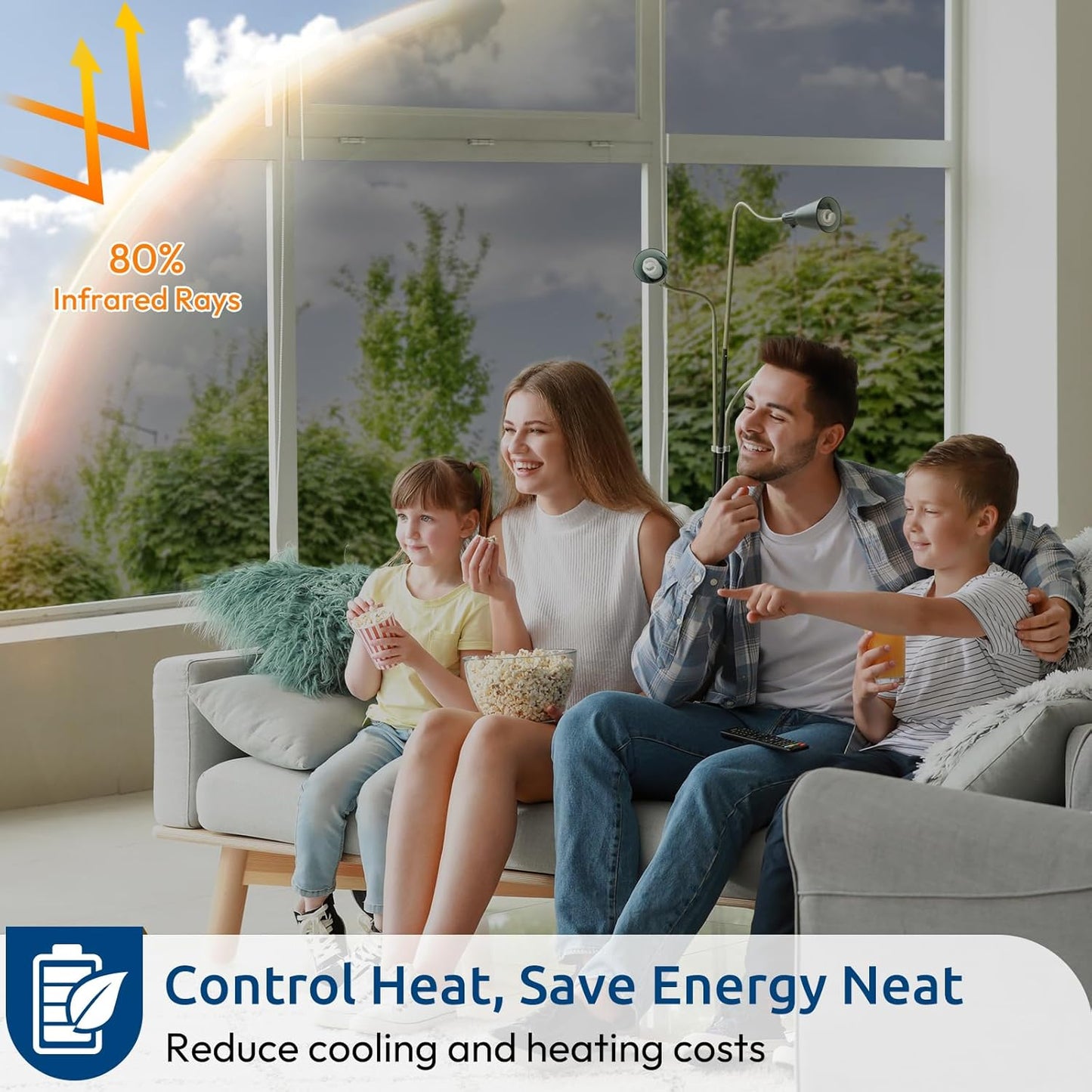 rabbitgoo Window Privacy Film One Way Window Tint for Home, Removable Reflective Heat Sun Blocking Anti UV Glass Door Covering, Mirror Tinting Film House Office, 17.5 in X 6.5 Feet, Silver