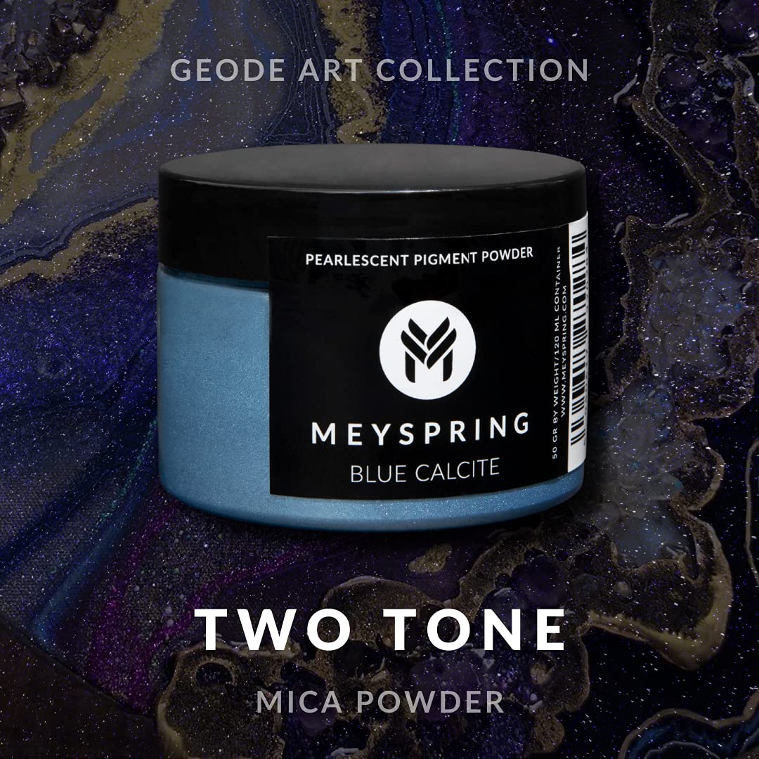 MEYSPRING Blue Calcite - Mica Powder for Epoxy Resin - Pigment Powder for Resin Art - Epoxy Dye for Woodworking