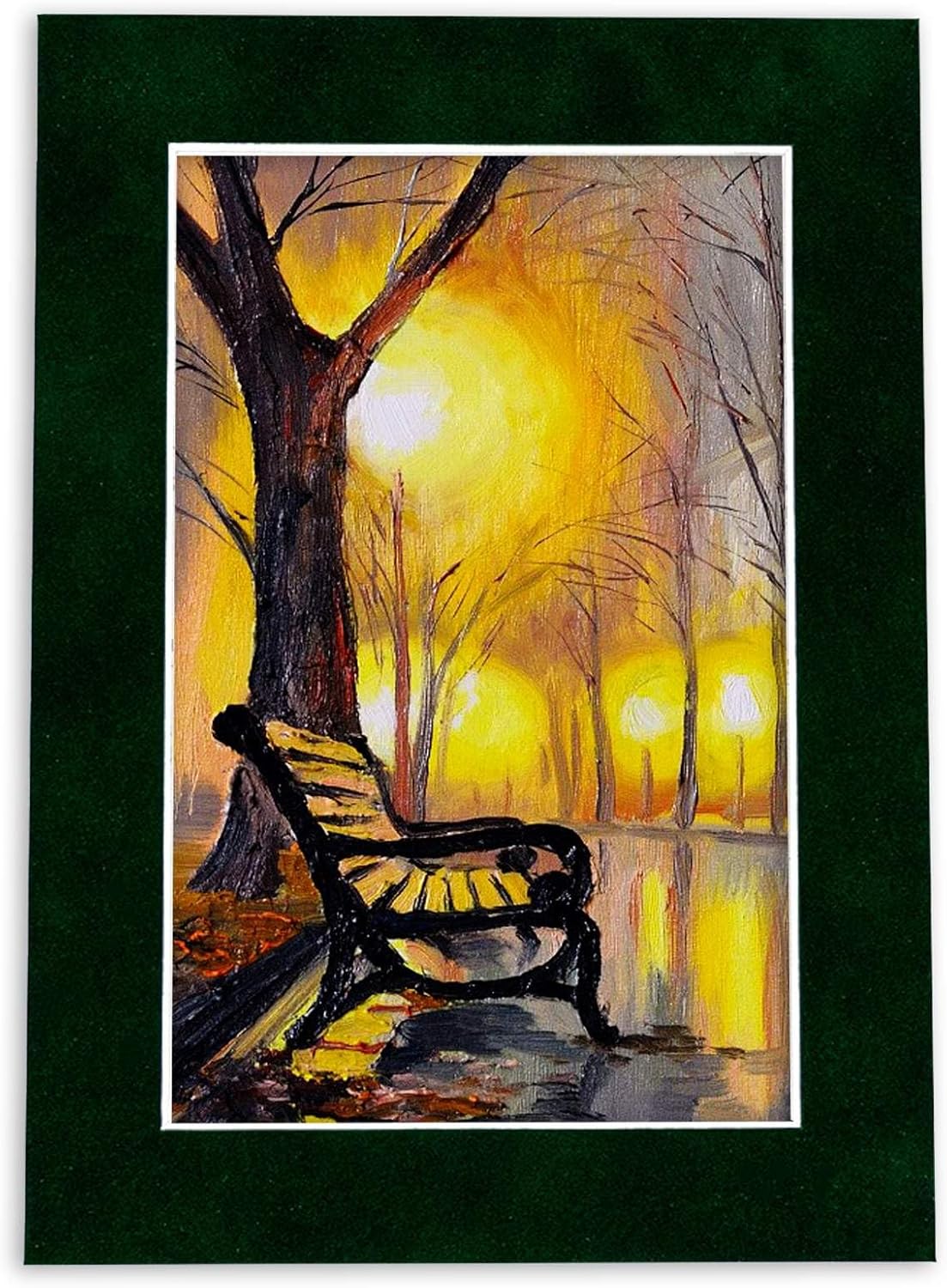 Poster Palooza 11x14 Mat Bevel Cut for 8.5x11 Photos - Acid Free Green Suede Precut Matboard - For Pictures, Photos, Framing - 4-ply Thickness