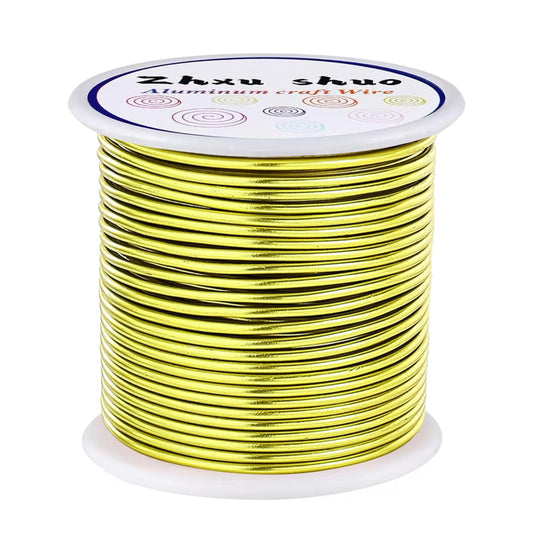 12 Gauge(2mm) Aluminum Wire 35 Yards Anodized Metal Wire for Bonsai Armature Crafting Sculpting Jewelry Craft Making Beading Floral (Yellow, 12 Gauge)