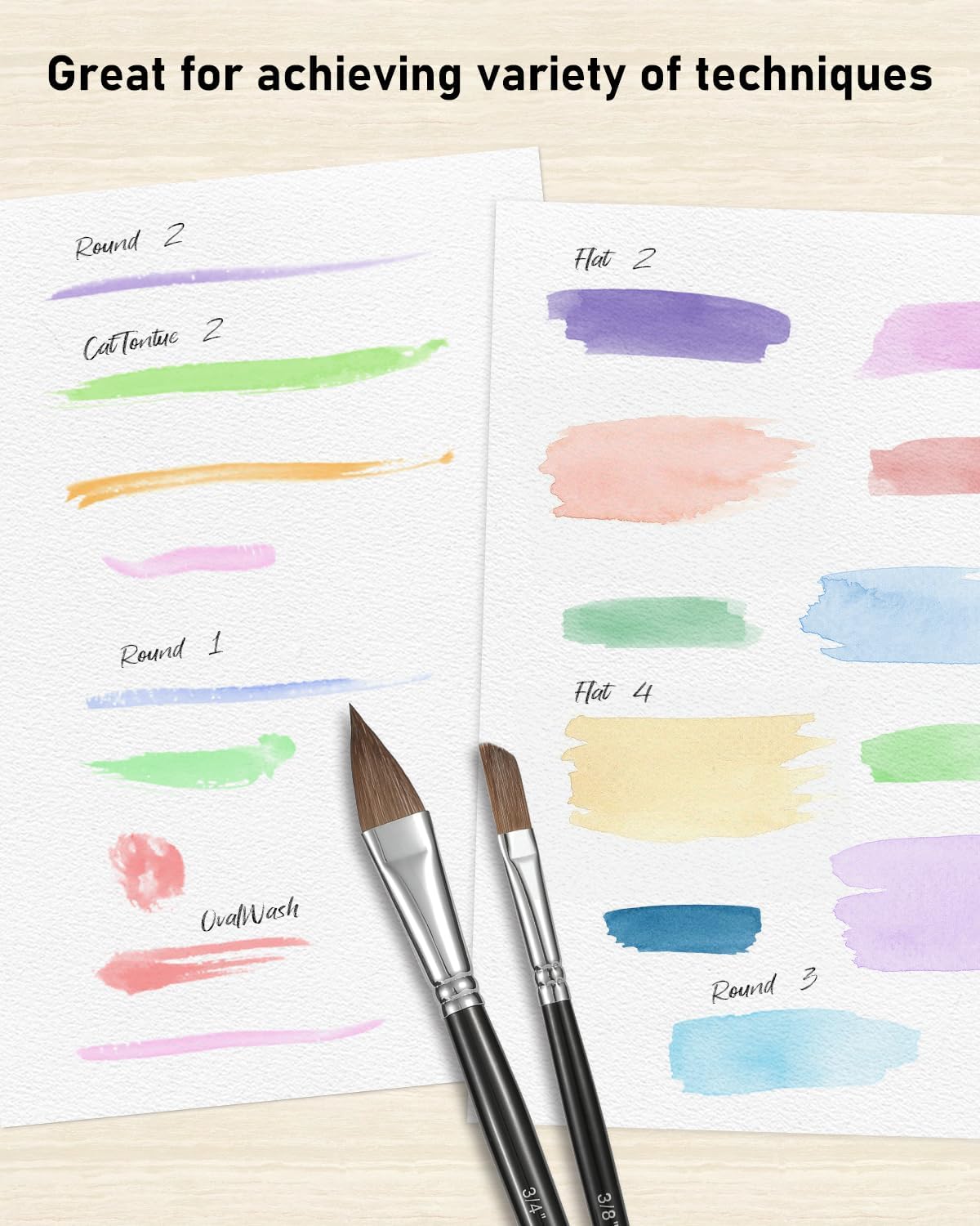 Nicpro Kolinsky Sable Watercolor Brushes, 10PCS Professional Sable Paint Brush Set with Nylon Holder for Watercolor Acrylic Gouache Inks Painting with Flat, Round Pointed, Cat's Tongue Oval Wash