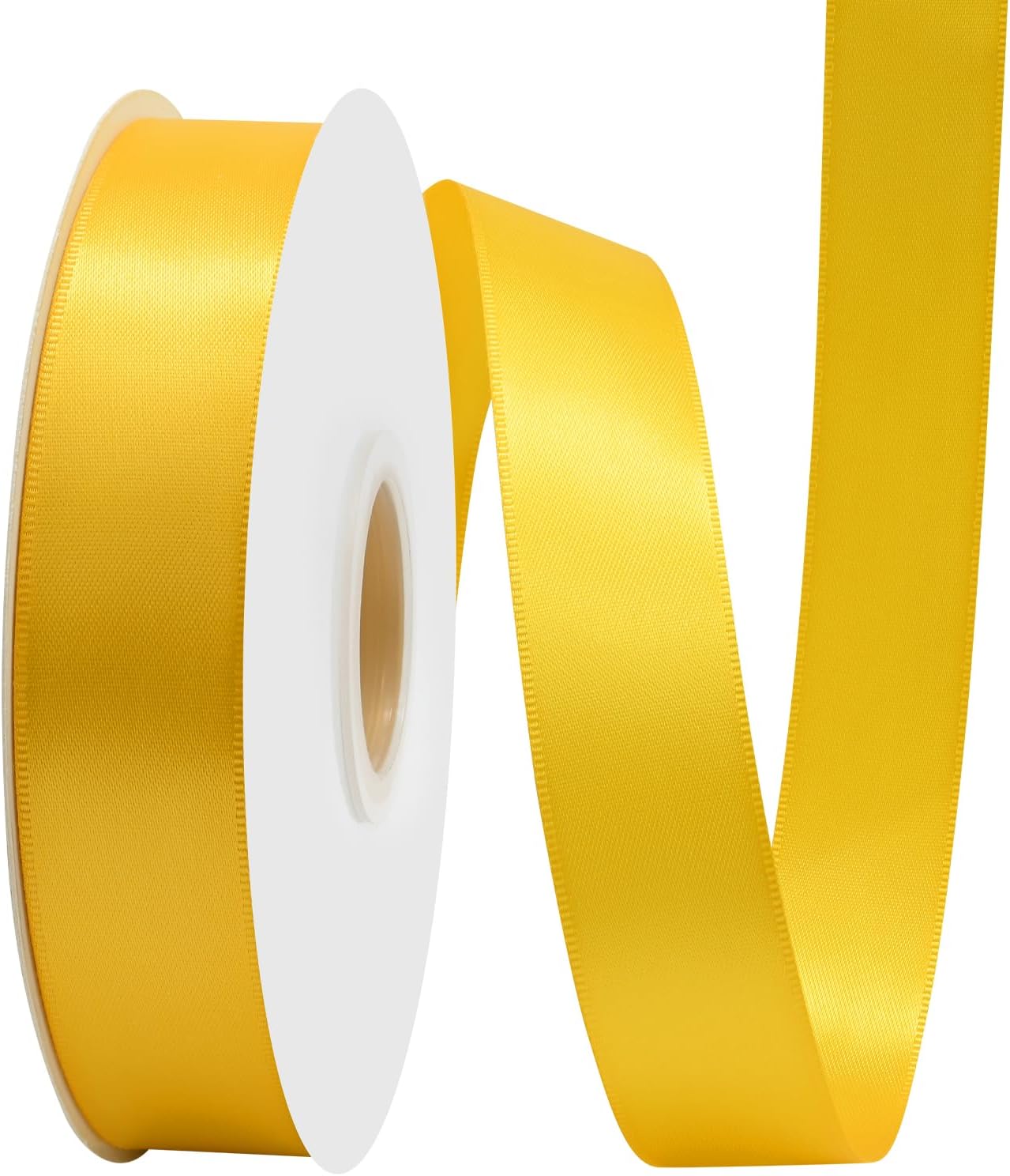 Maize Yellow Satin Ribbon 1" X 50 Yards Solid Color Double Faced Ribbons Perfect for Crafts Wedding Decor Bow Making Arts Sewing and More