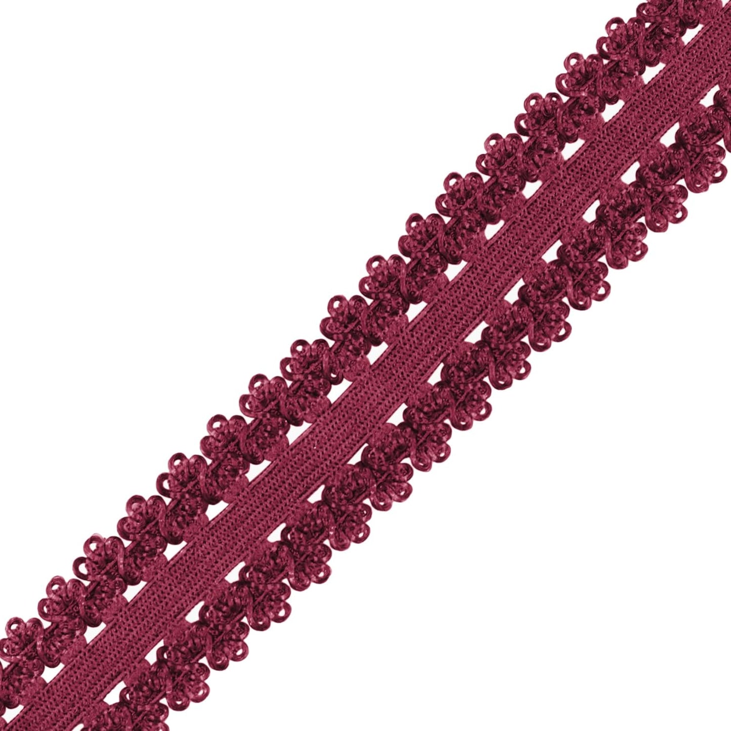 Mandala Crafts Maroon Stretch Lace Soft Elastic Trim Roll - 55 Yards 1 Inch Wide Stretchy Frilly Picot Ribbon for Sewing Lingerie, Headbands, Underwear, and Crafts