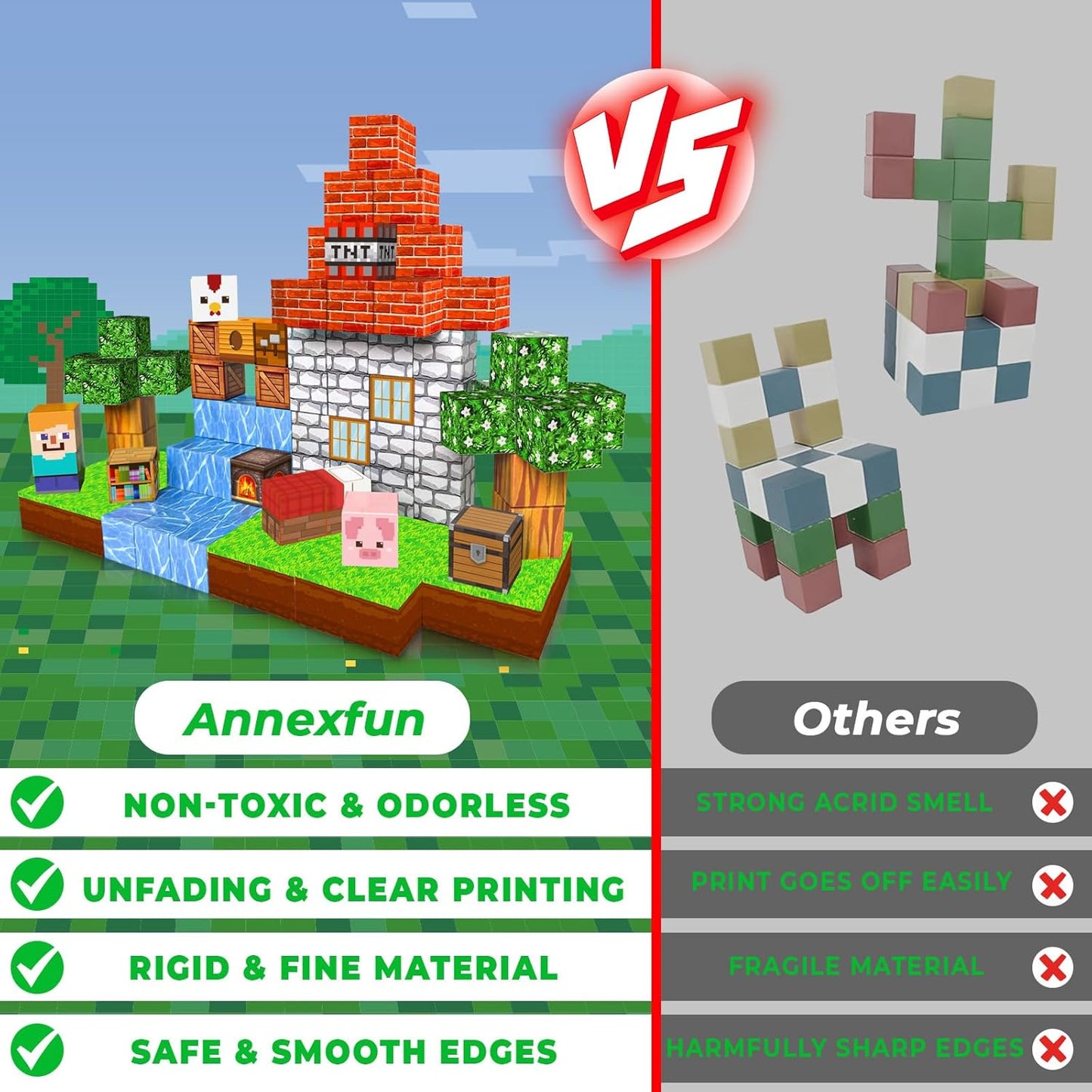 Magnetic Blocks-100PCS Grassland Building Blocks Set, Kids Classroom Sensory Toy, STEM Learning, Construction Stacking Toy for Kids 3+ Boys & Girls