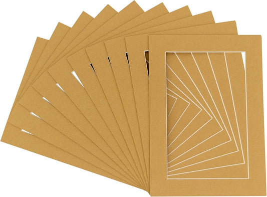 5x7 Mat for 8.5x11 Frame - Precut Mat Board Acid-Free Rattan Beige 5x7 Photo Matte For a 8.5x11 Picture Frame, Premium Matboard for Family Photos, Show Kits, Art, Picture Framing, Pack of 100 Mats