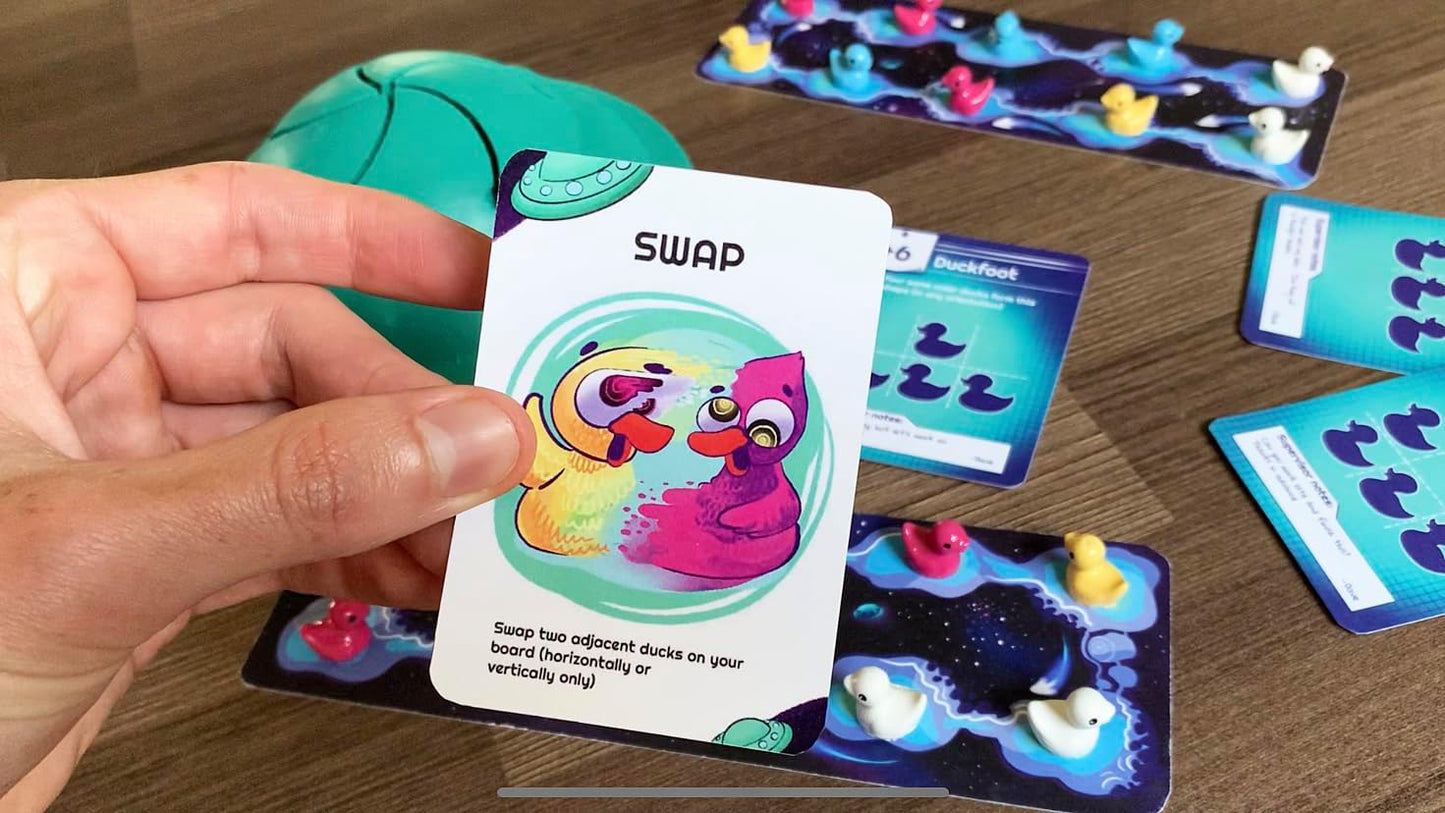Abducktion - IntergalacDuck Research Expansion Pack, 25-30 Minutes, Additional Cards, 2 More Boards for up to 6 Players, and Glitter Ducks!