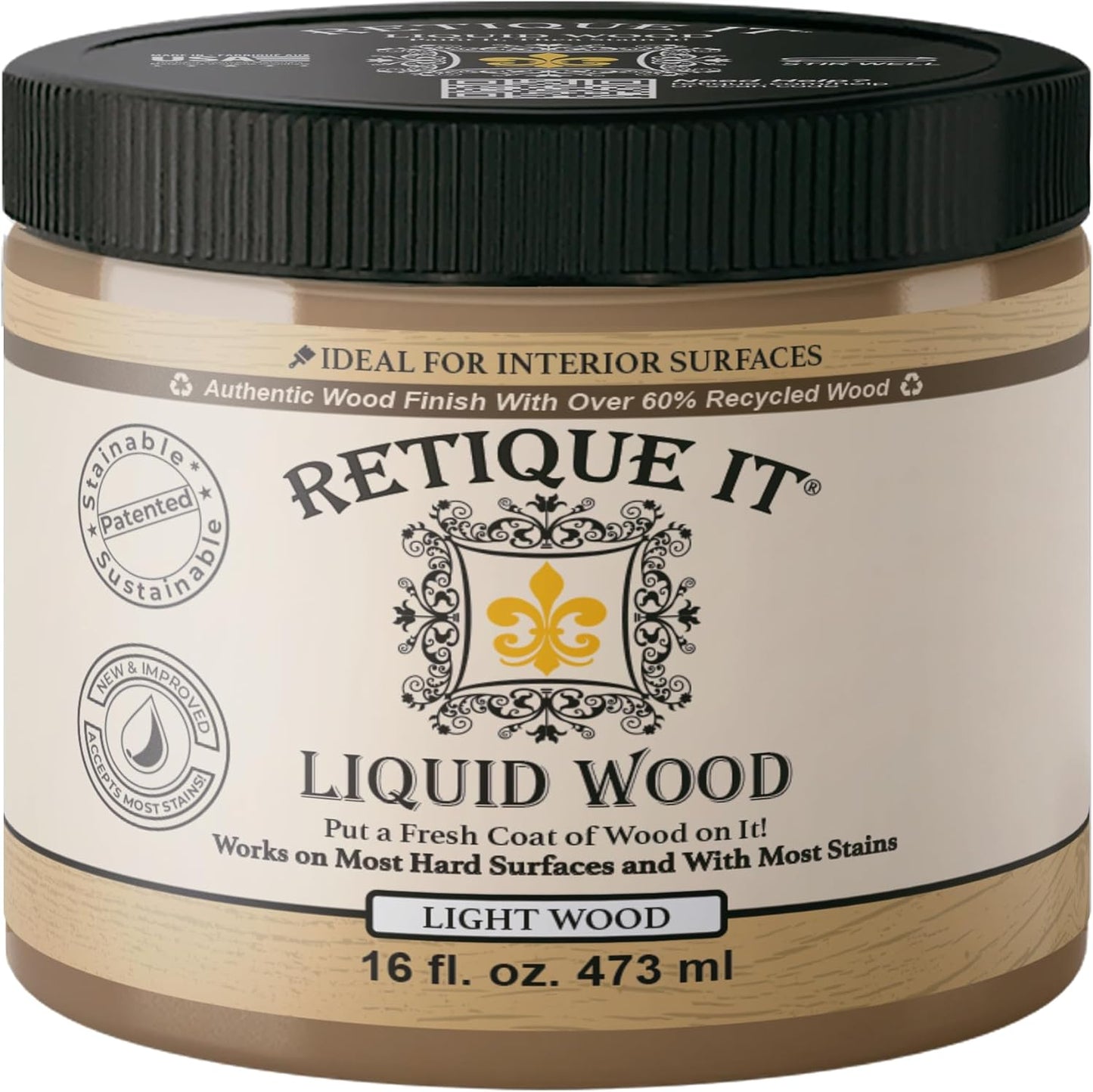 Retique It New and Improved Formula Liquid Wood Coatings - Stainable Primer - Paint It then Stain it (Light Wood, Medium)