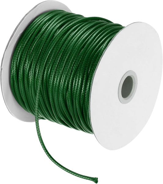 MECCANIXITY Waxed Cord 2.5mm Waxed Polyester Cord 87 Yard Wax String for Bracelet Making, Necklaces, Beading, Jewelry Making and DIY Crafts(Dark Green)