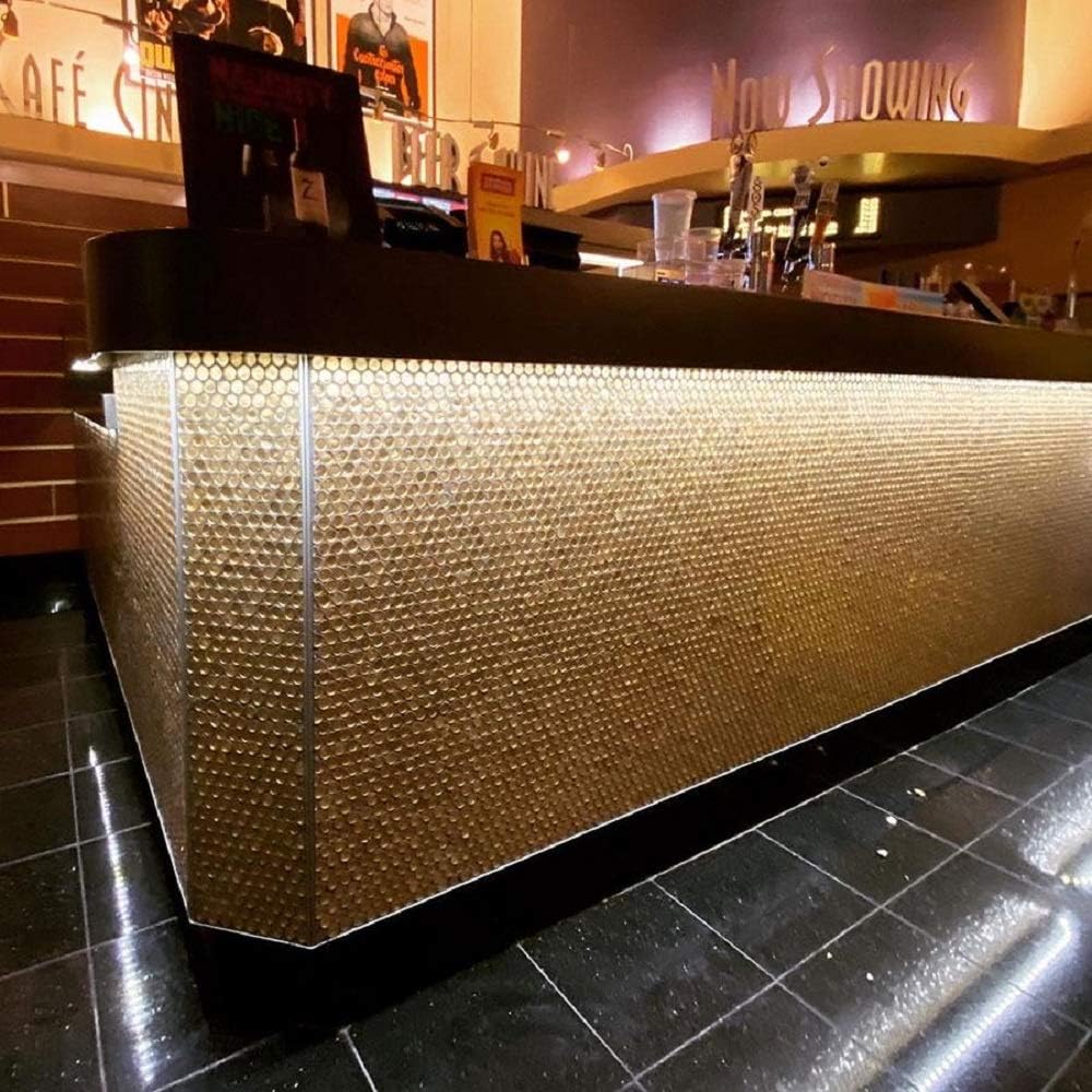 1.03 sq ft/Piece Pack of 1,Glossy Gold Glass Penny Round Mosaic Tiles – 12.2" x 12.2" Mesh-Mounted Sheets, Not Peel & Stick - Kitchen Backsplash, Shower Wall, Bathroom, Fireplace, Interior Decor