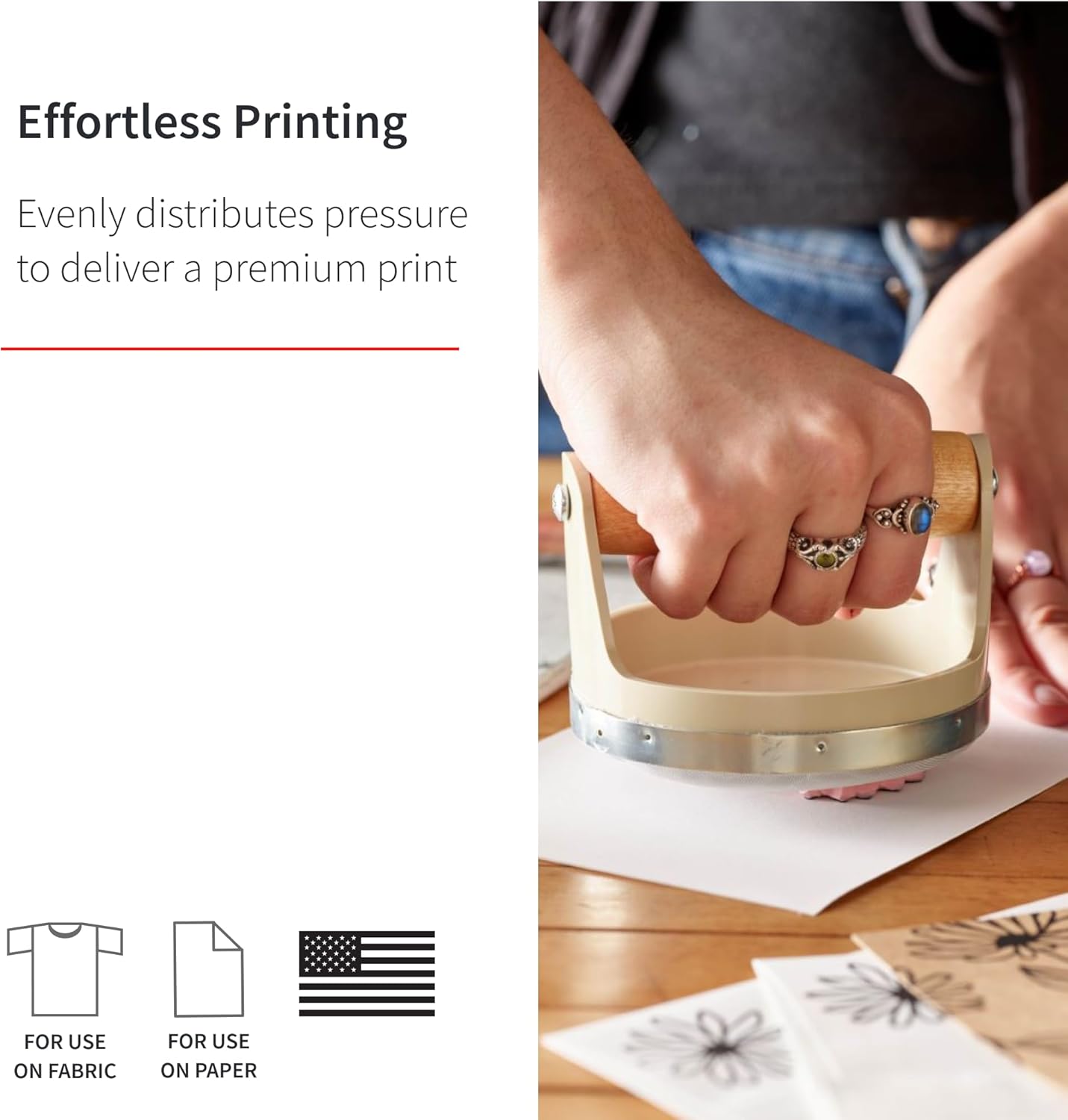 Speedball Block Printing Baren - Comfortable Wooden Handle, Made in the USA - 4 Inches (4139)