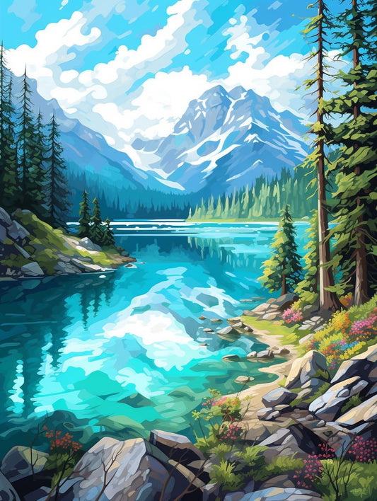 14CT Counted Cross Stitch Kits for Adults Mountain Flowers Advanced Stamped Cross Stitch Kits for Adults (Mountain)