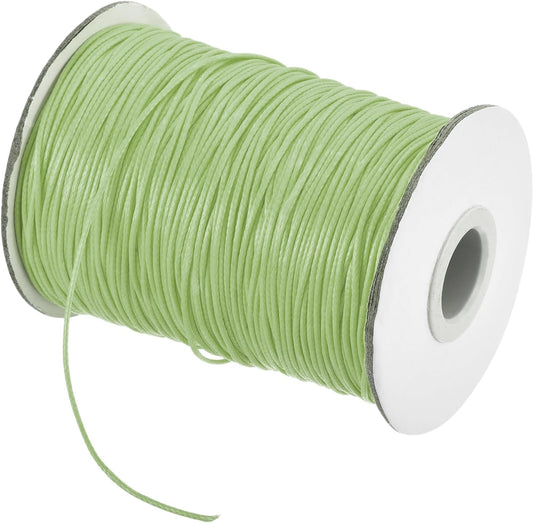 MECCANIXITY Waxed Cord 1.2mm Waxed Polyester Cord 175 Yard Wax String for Bracelet Making,Necklaces, Beading,Jewelry Making and DIY Crafts(Grass Green)