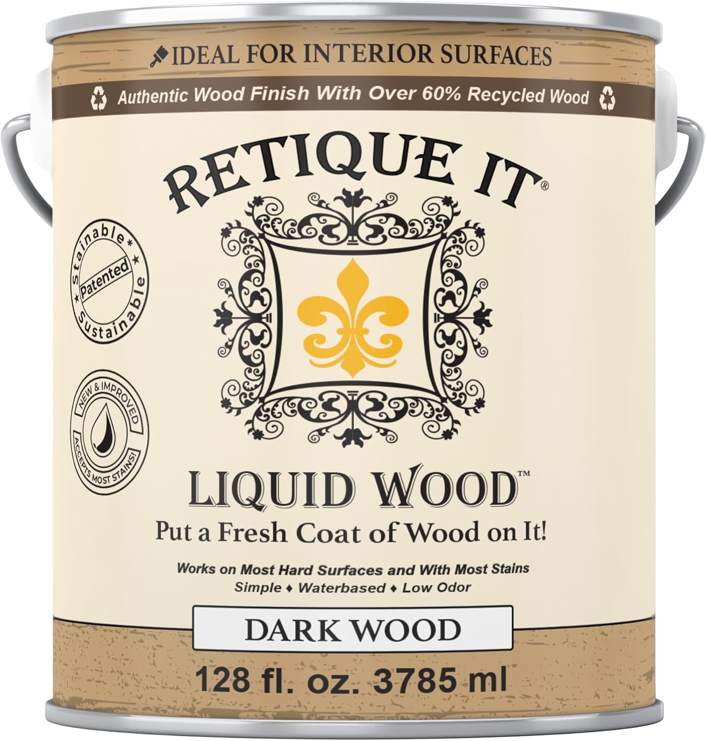 Retique It New and Improved Formula Liquid Wood Coatings - Stainable Primer - Paint It Then Stain it (Dark Wood, X-Large)