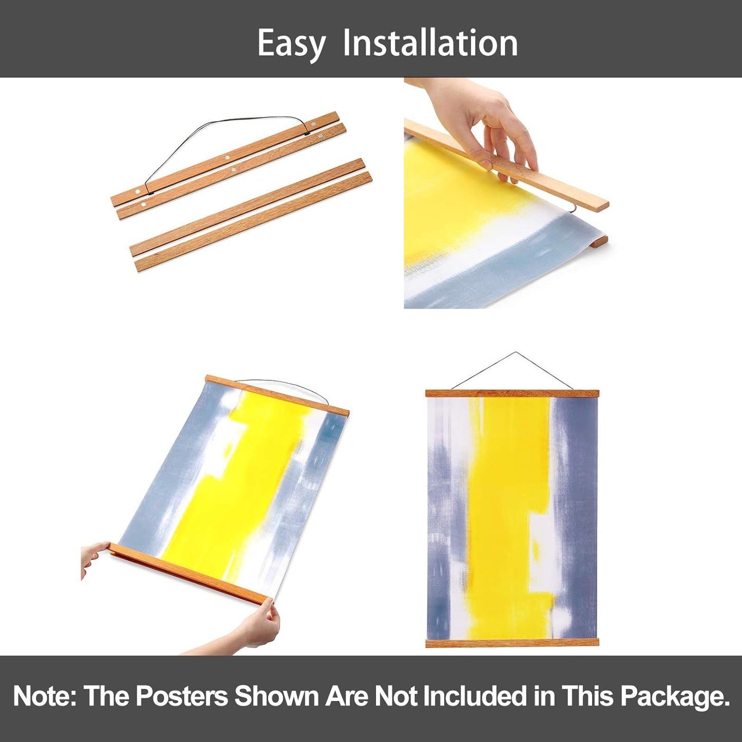 WITCOLOR Magnetic Poster Hanger Frame 13x19 13x13 13x17 Poster Frame 13 Inch Wide 1 Pack Magnetic Hanging Frames Light Wood Wooden Frame Hangers for Room Wall