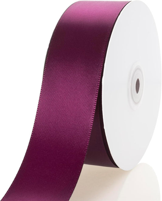 1-1/2 Inch Wine Ribbon, 50 Yards Craft Polyester Satin Ribbon Perfect for Gift Wrapping, Handmade Roses, Wedding Party Decorations and DIY Crafts