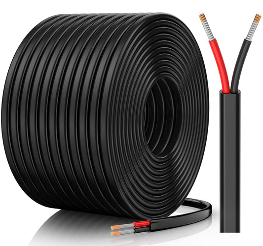 16 Gauge Wire, 16 AWG 2 Conductor Electrical Wire, Flexible/Oxygen-Free Tinned Copper/Stranded PVC 16/2 Cord for Automotive, Marine, LED Strips, Solar, RV, Lighting (100FT)