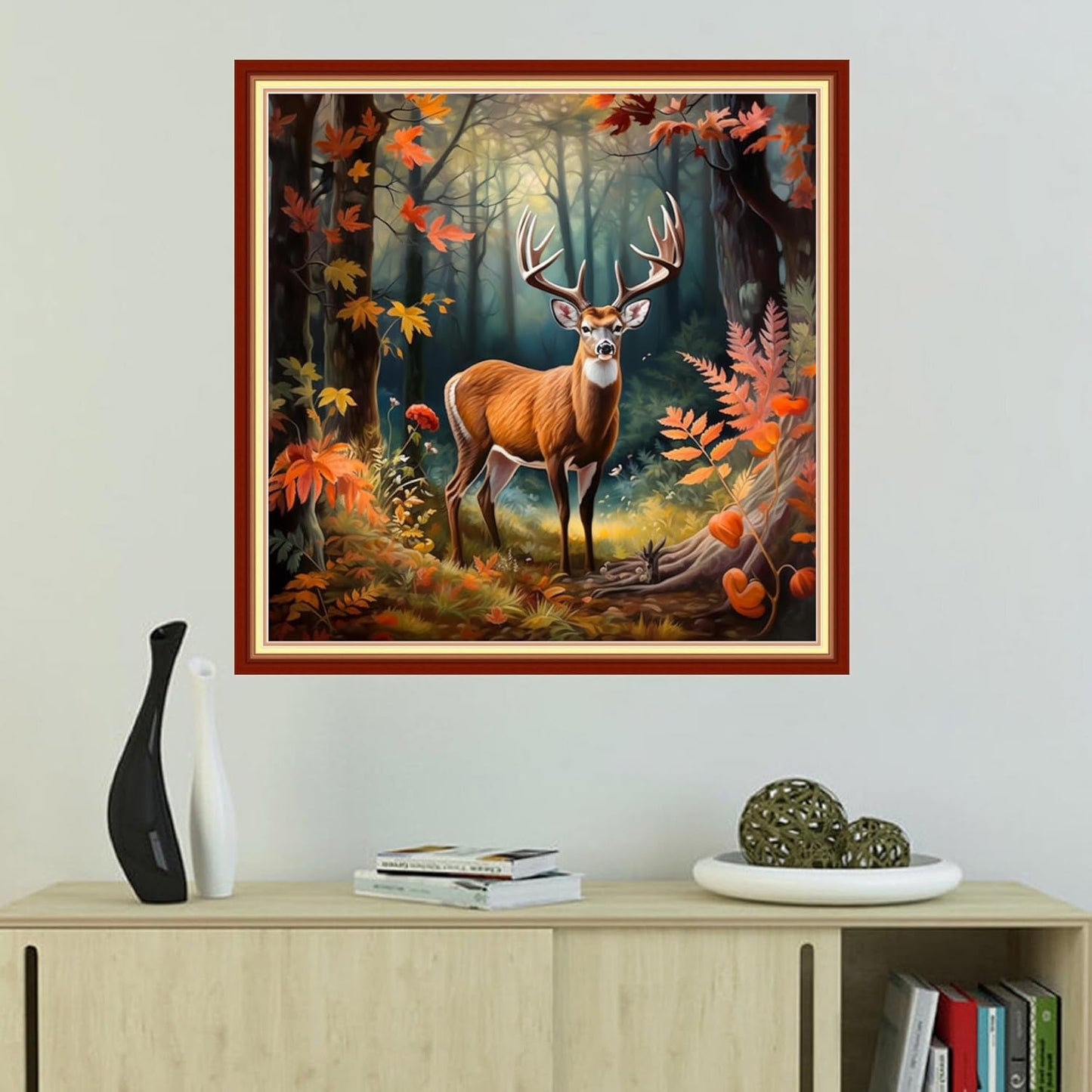 Foxhool Beginners Cross Stitch Kits Stamped Full Range of Embroidery Kits for Adults DIY Cross Stitches kit Embroidery Patterns for Needlepoint kit-Forest elk 18x18 inch