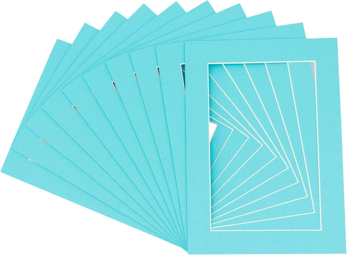 Pack of 25 Acid Free 11x14 Mats Bevel Cut for 8.5x11 Photos - Aquamarine Blue Precut Matboards For Pictures, Photos, Framing - 4-ply Thickness