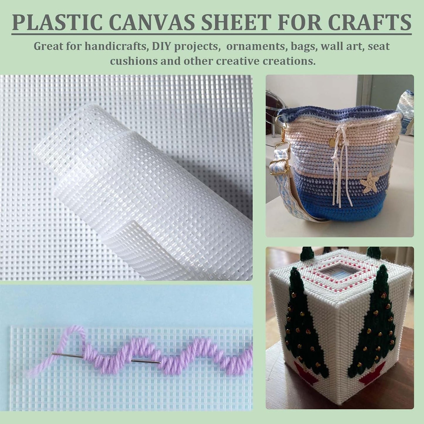 APOCHON 50 Pieces 7 Count Plastic Mesh Canvas Sheets, 10.2 x 13.1 Inch, White, Plastic