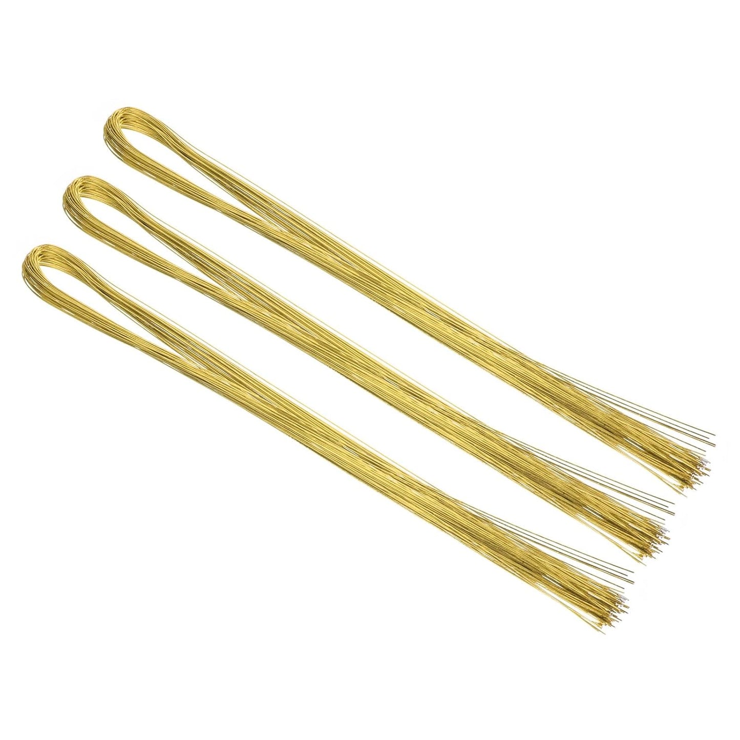 PATIKIL 32 Inch 22 Gauge Floral Stem Wire, 5 Pack/200 Pieces Bouquet Stem Paper Wrapped for DIY Crafts Flower Arrangements, Gold Tone