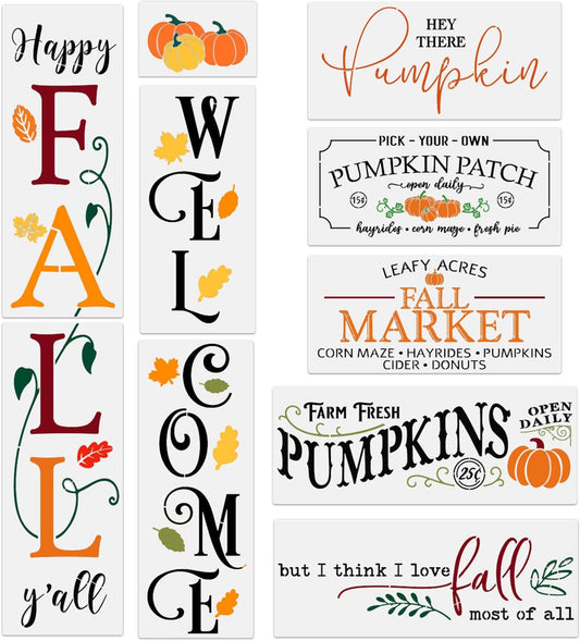 Fall Stencils for Painting on Wood Reusable Pumpkin Stencil Thanksgiving Drawing Templates Large Welcome/Happy Fall Y’All Porch Sign