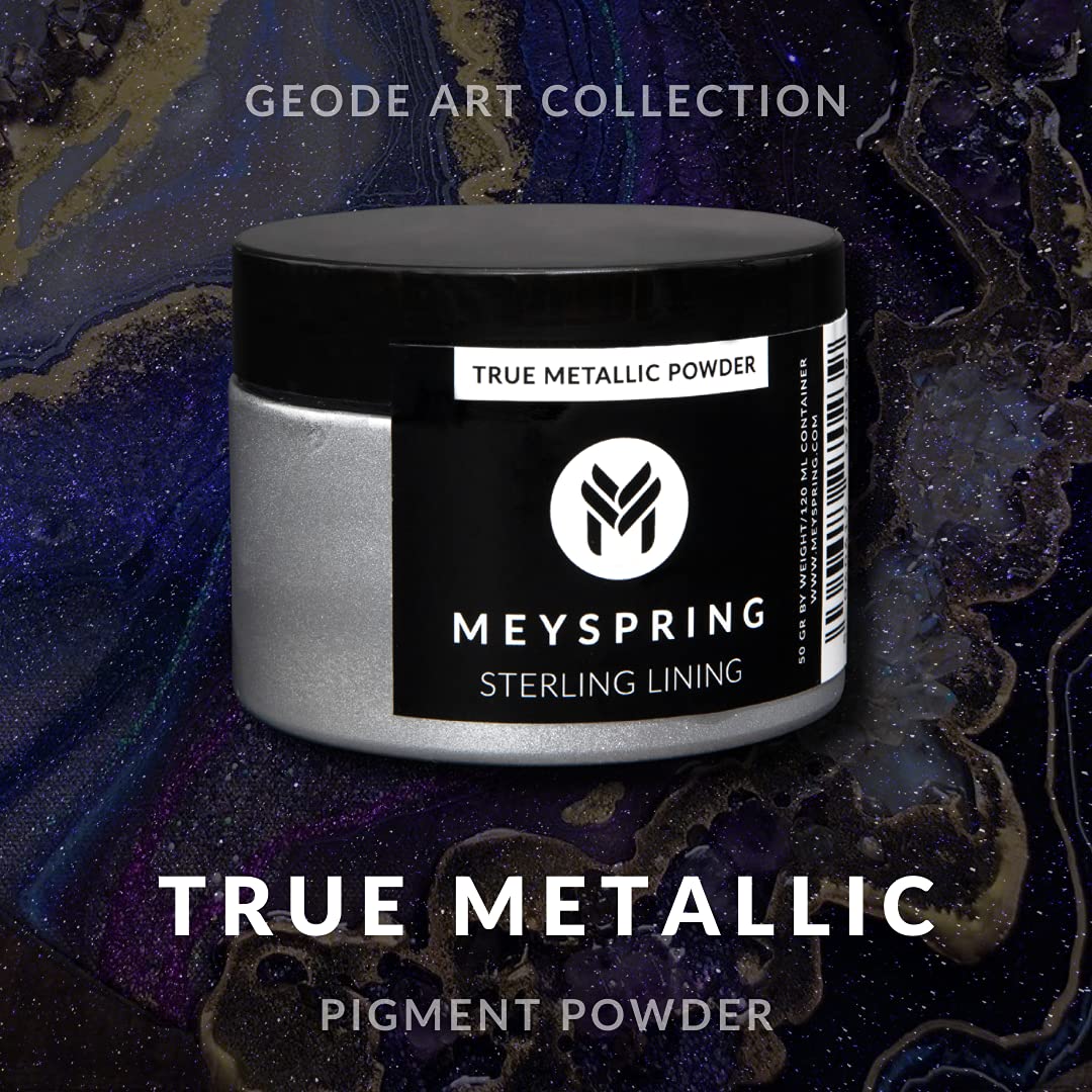 MEYSPRING Sterling Lining - True Metallic Pigment for Epoxy, Casting & UV Resin - Silver Metallic Pigment Powder for Resin Art & Makeup