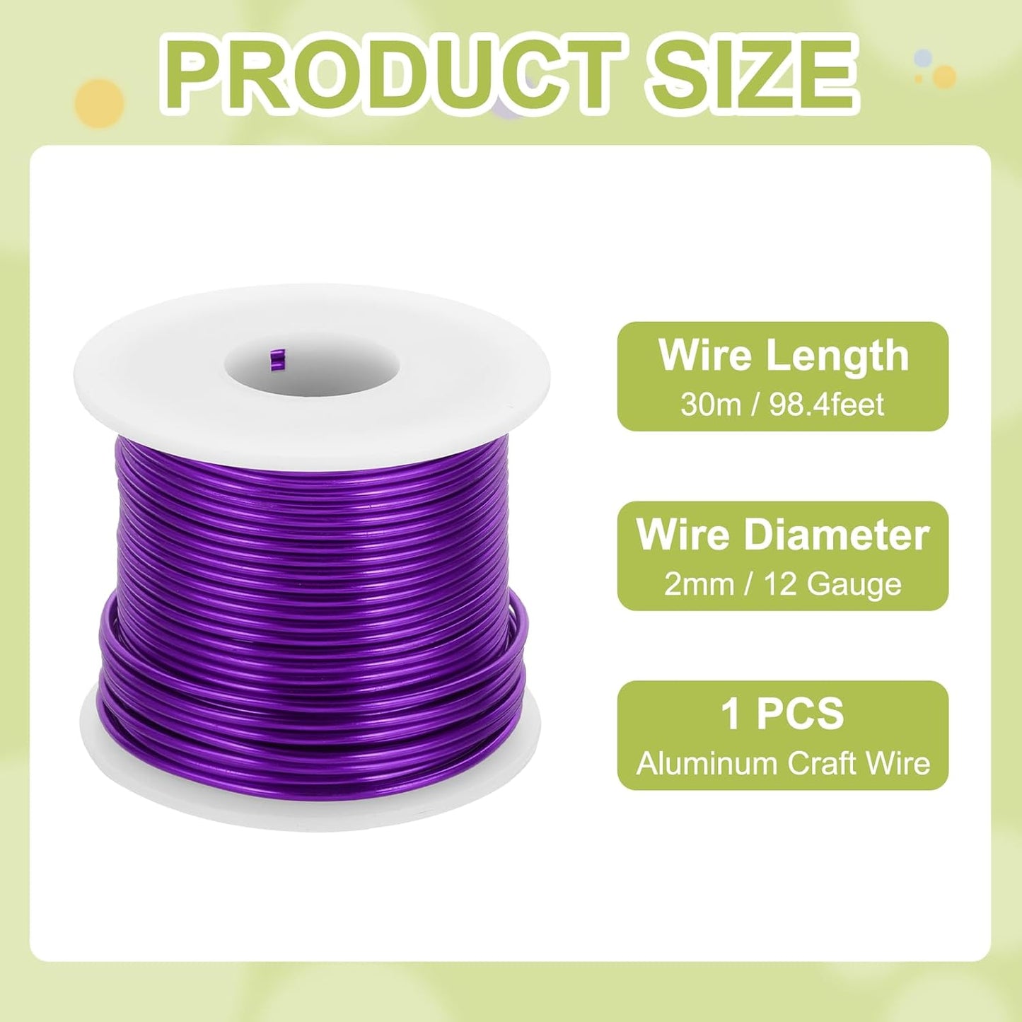 MECCANIXITY 12 Gauge Anodized Aluminum Craft Wire Bendable Bonsai Training Wire 98 Feet 2mm for Sculpting Crafts Wreath Floral Beading Jewelry Making, Purple