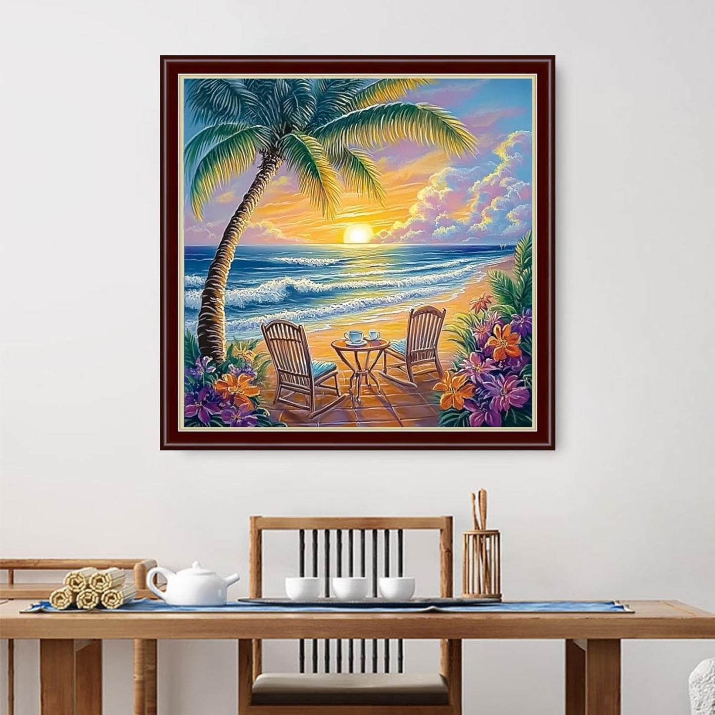 Dimensean Stamped Cross Stitch Kits Full Range of Embroidery Patterns Starter Kits for Beginners Adult or Kids DIY Cross Stitches Needlepoint Kits 11CT-Rest at Sunrise by The Seaside 18x18 inch