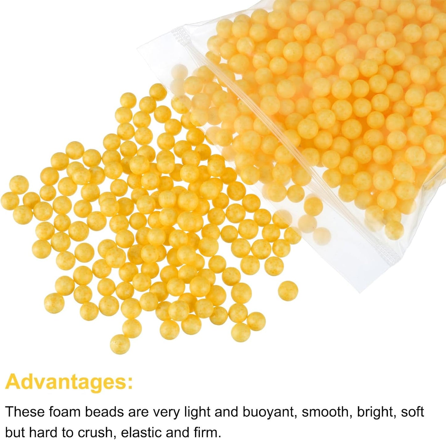 MECCANIXITY Foam Beads Foam Balls 7-9mm for Wedding and Party Decorations, Tiny Packing Balls, Arts DIY Crafts Supplies (Dark Yellow,1 Pack Approx 3000pcs)